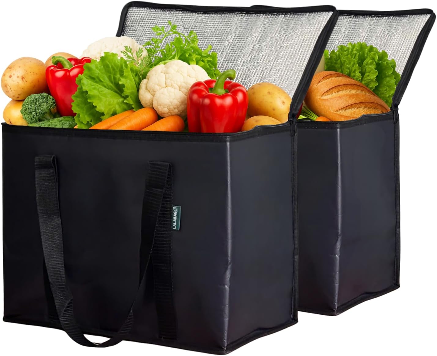 Box-Shaped Heavy-Duty Grocery Totes, 3 Pack, Stands Upright