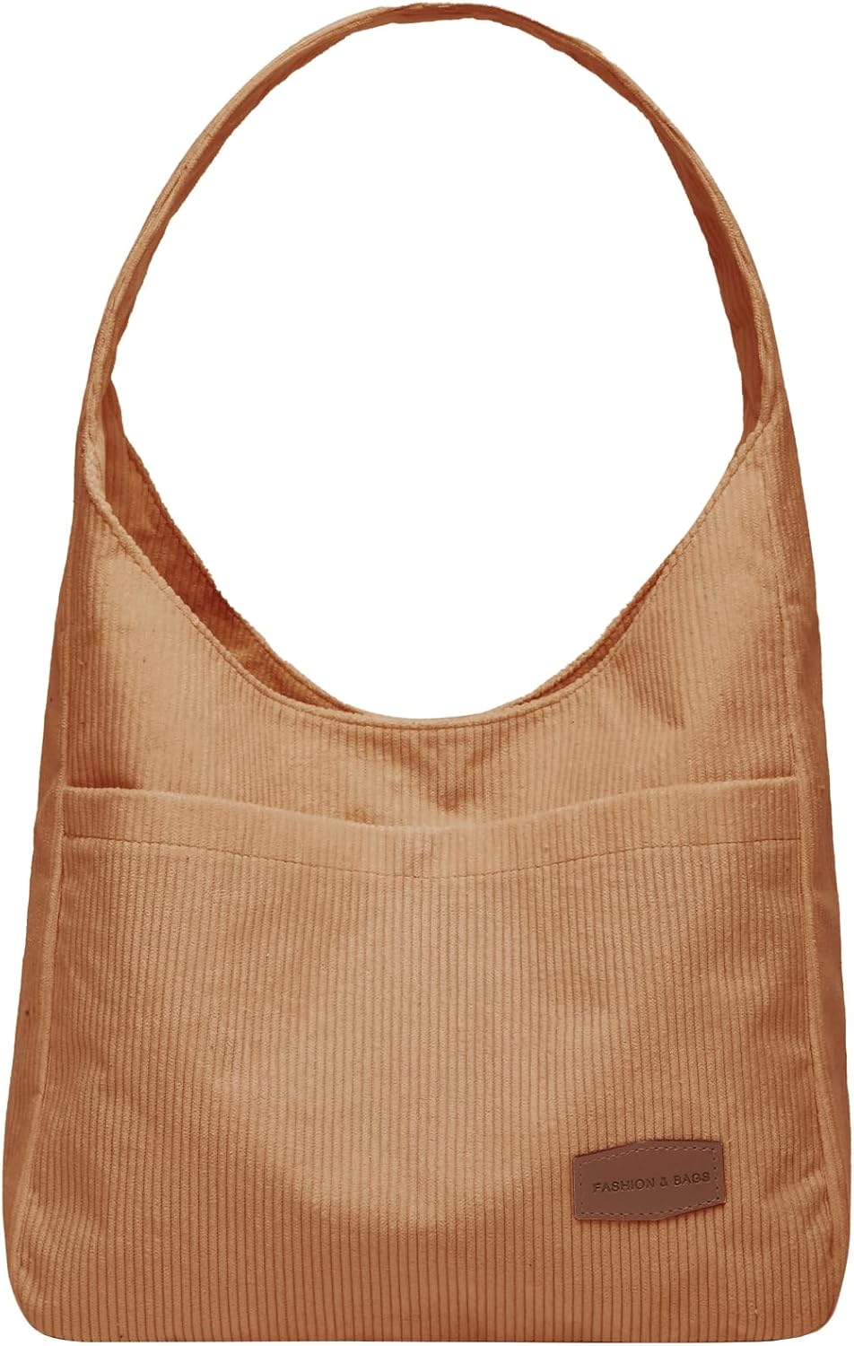 Corduroy Shoulder Tote with Multiple Pockets