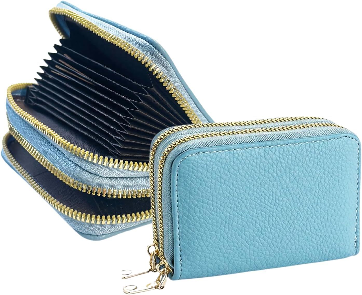 Blue Double Zipper Card Case