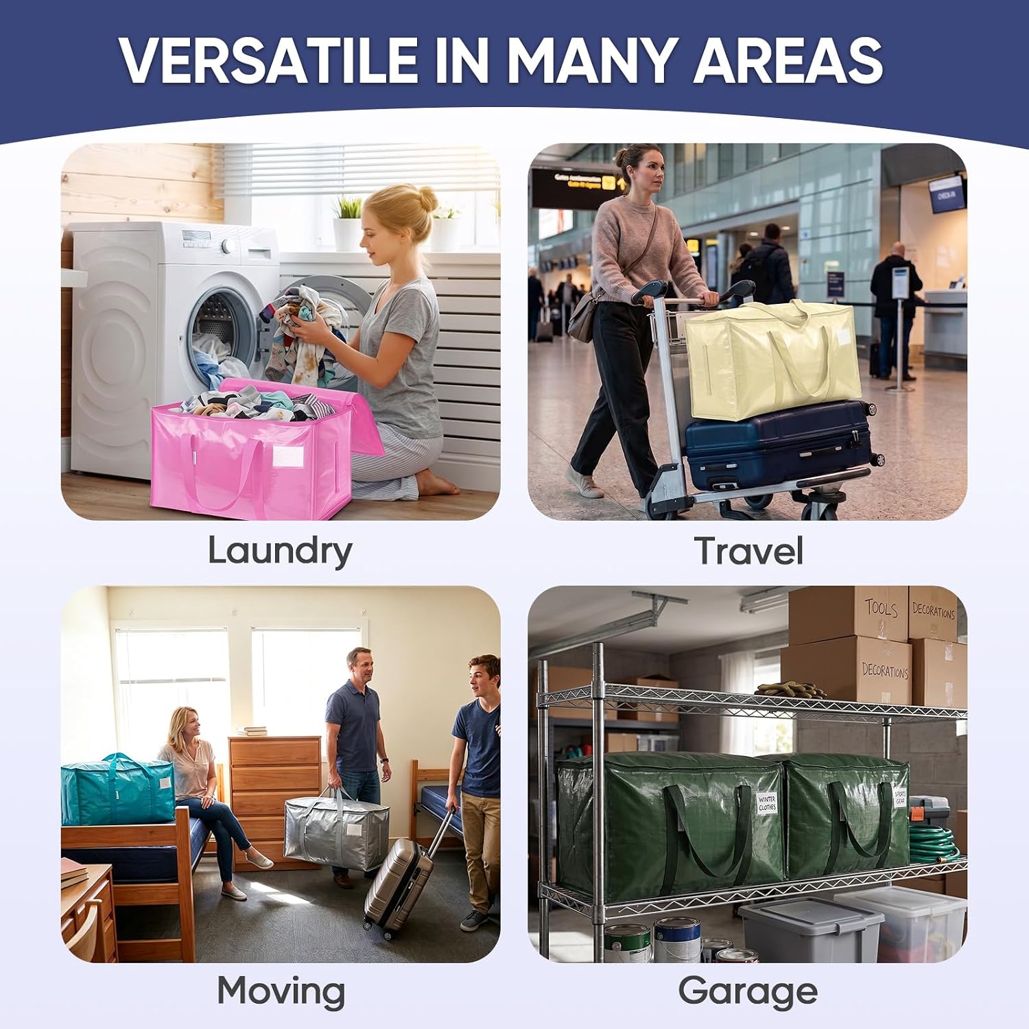 Extra-Large Heavy-Duty Moving and Storage Bags, 6 Pack
