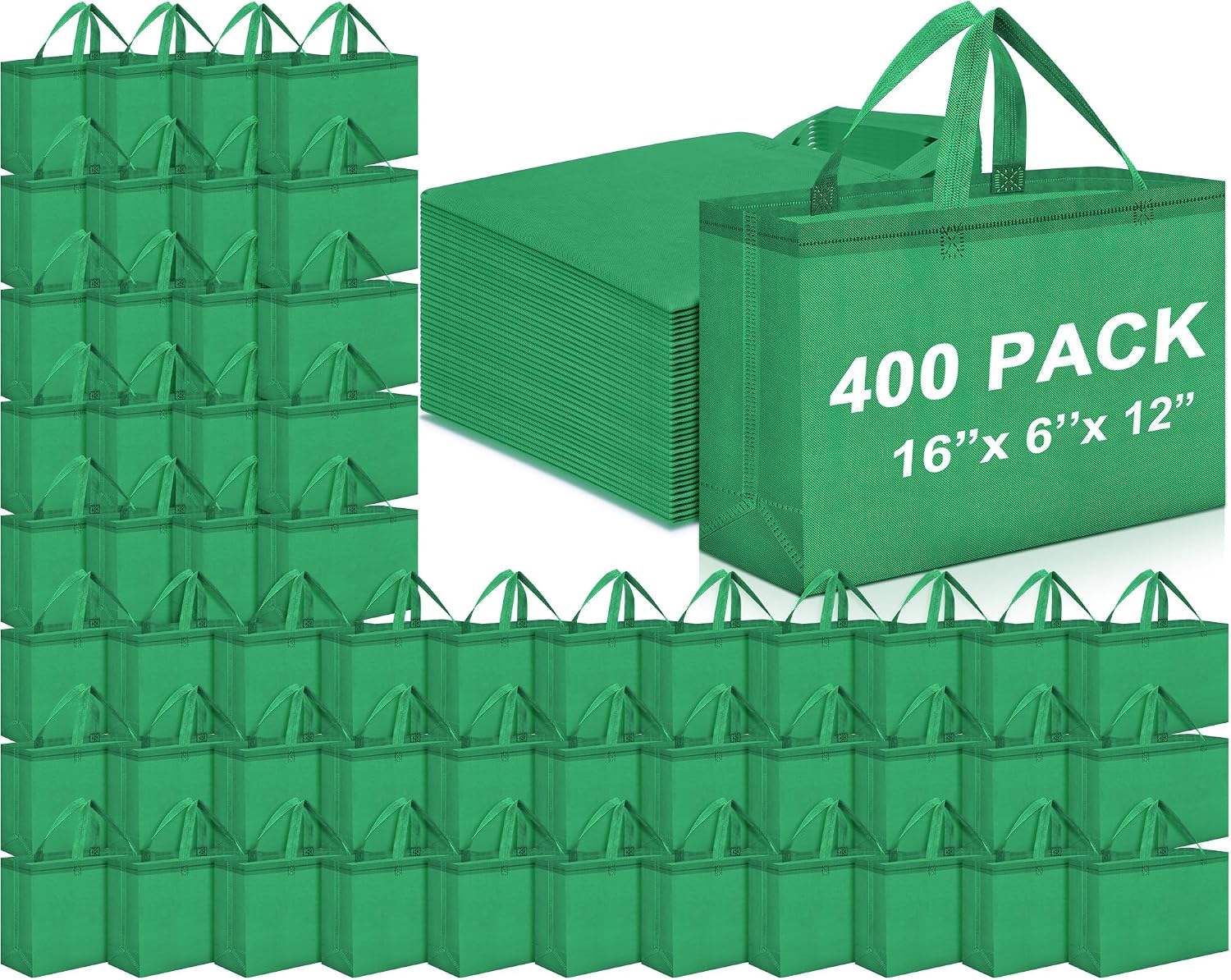 Foldable Non-Woven Grocery Tote, 16 x 6 x 12 Inch
