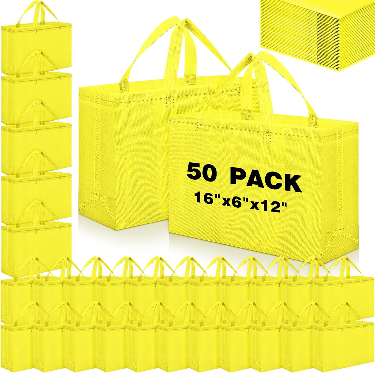 Foldable Non-Woven Grocery Tote, 16 x 6 x 12 Inch