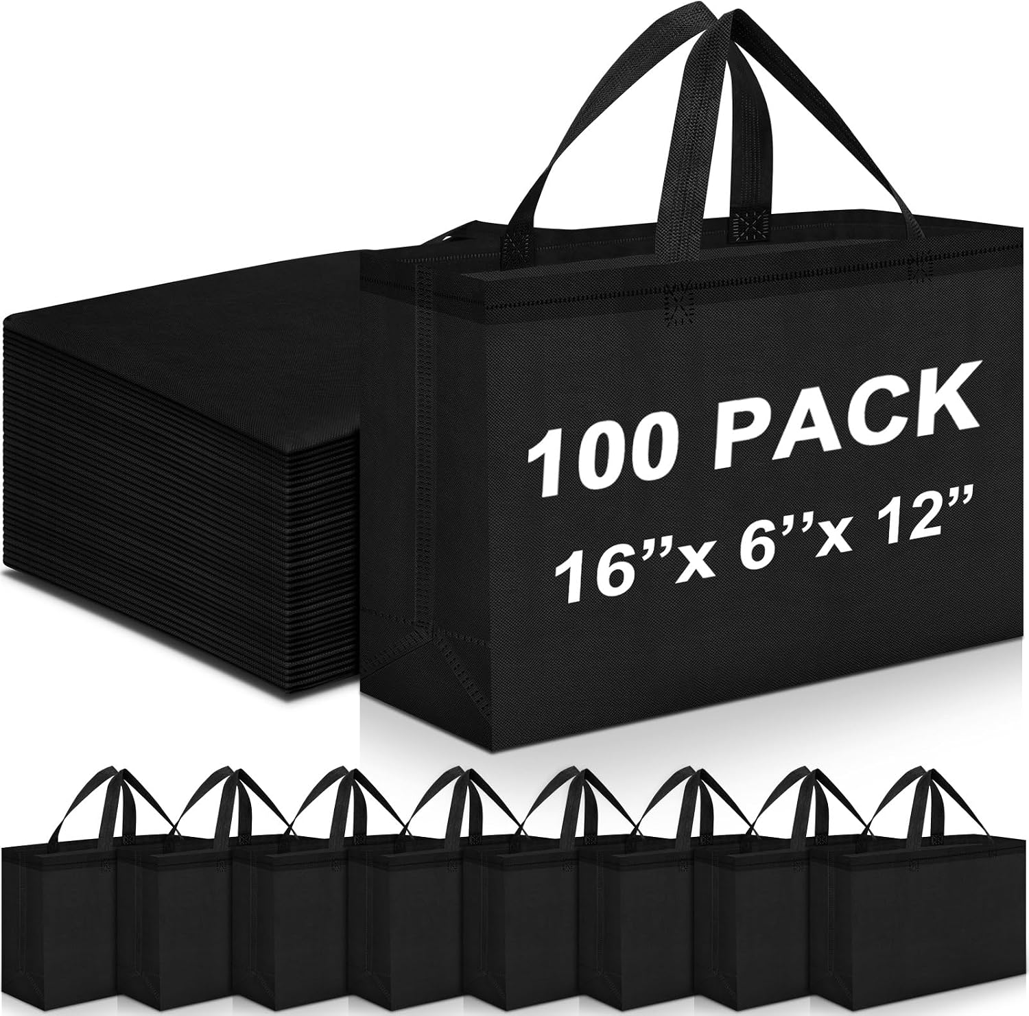 Foldable Non-Woven Grocery Tote, 16 x 6 x 12 Inch