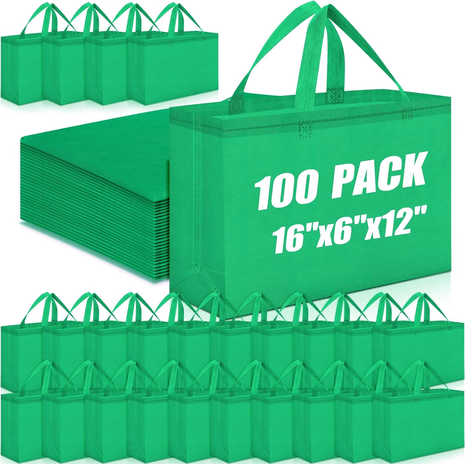 Foldable Non-Woven Grocery Tote, 16 x 6 x 12 Inch