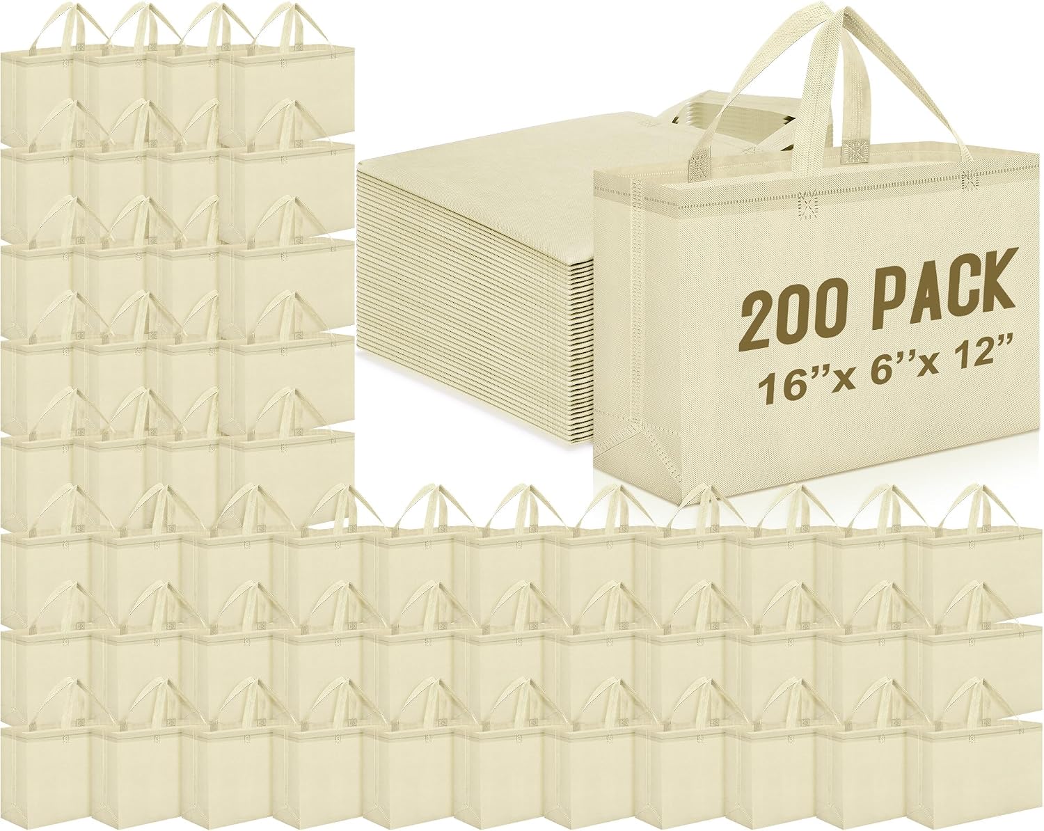 Foldable Non-Woven Grocery Tote, 16 x 6 x 12 Inch