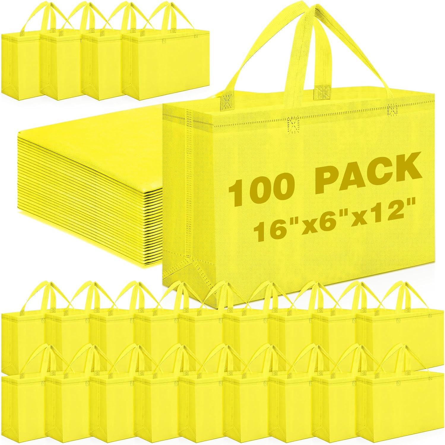 Foldable Non-Woven Grocery Tote, 16 x 6 x 12 Inch