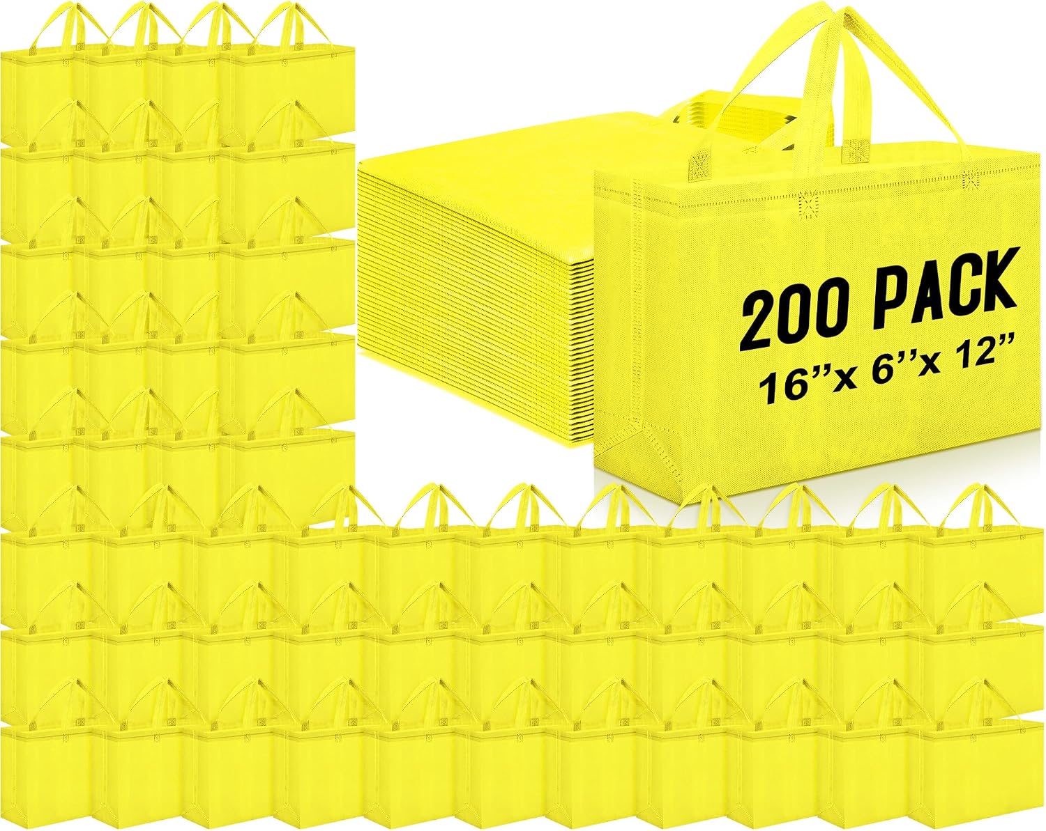 Foldable Non-Woven Grocery Tote, 16 x 6 x 12 Inch