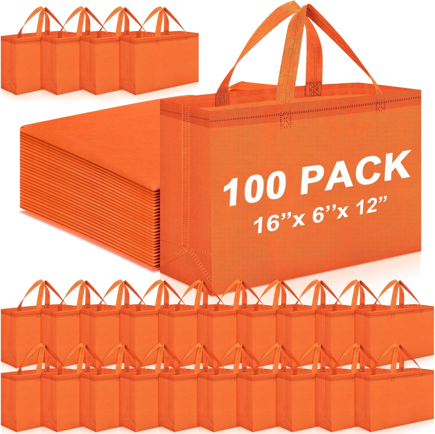Foldable Non-Woven Grocery Tote, 16 x 6 x 12 Inch