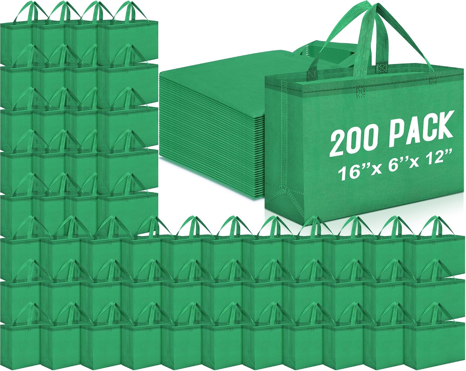 Foldable Non-Woven Grocery Tote, 16 x 6 x 12 Inch