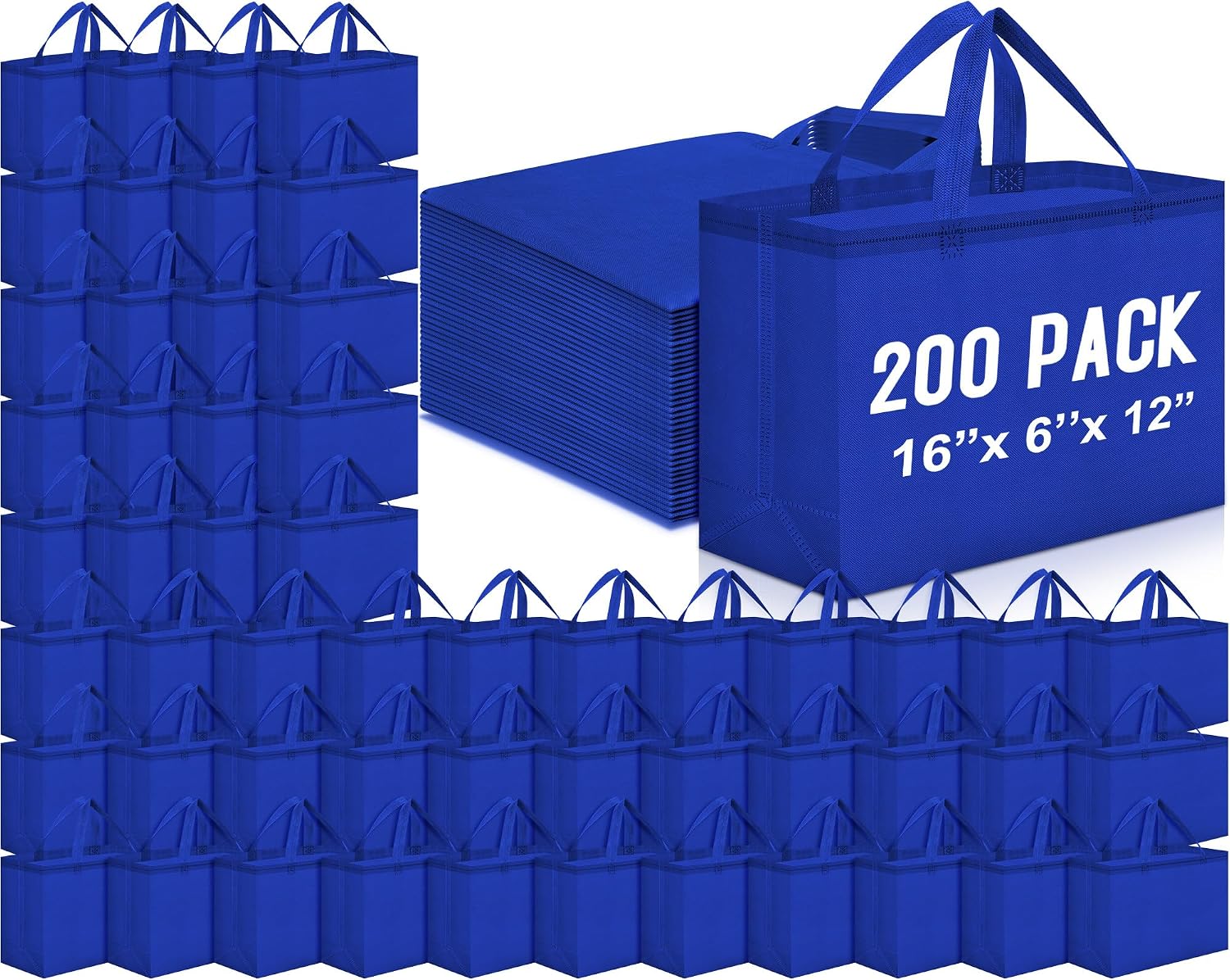 Foldable Non-Woven Grocery Tote, 16 x 6 x 12 Inch