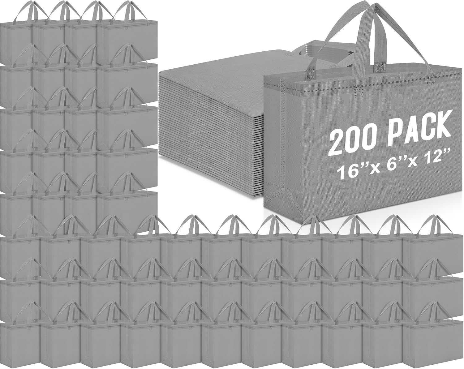 Foldable Non-Woven Grocery Tote, 16 x 6 x 12 Inch