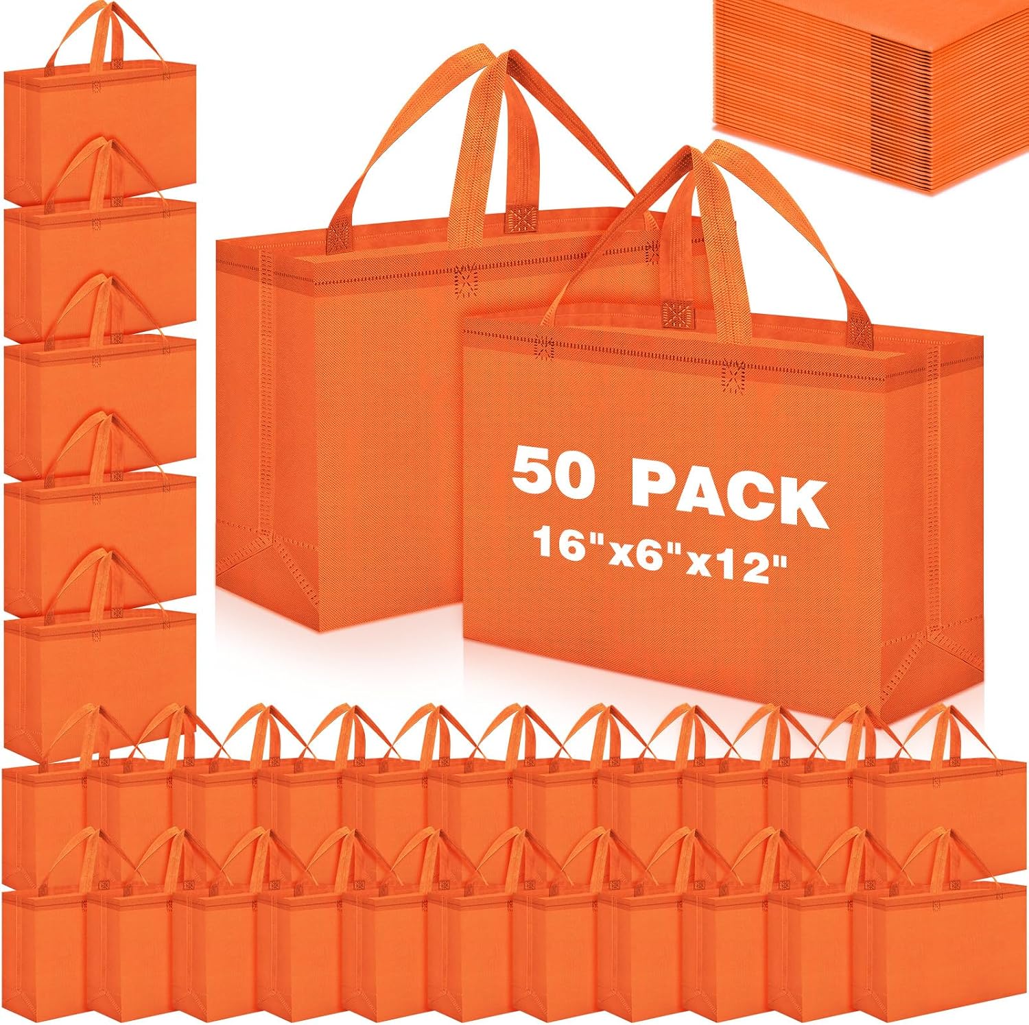 Foldable Non-Woven Grocery Tote, 16 x 6 x 12 Inch