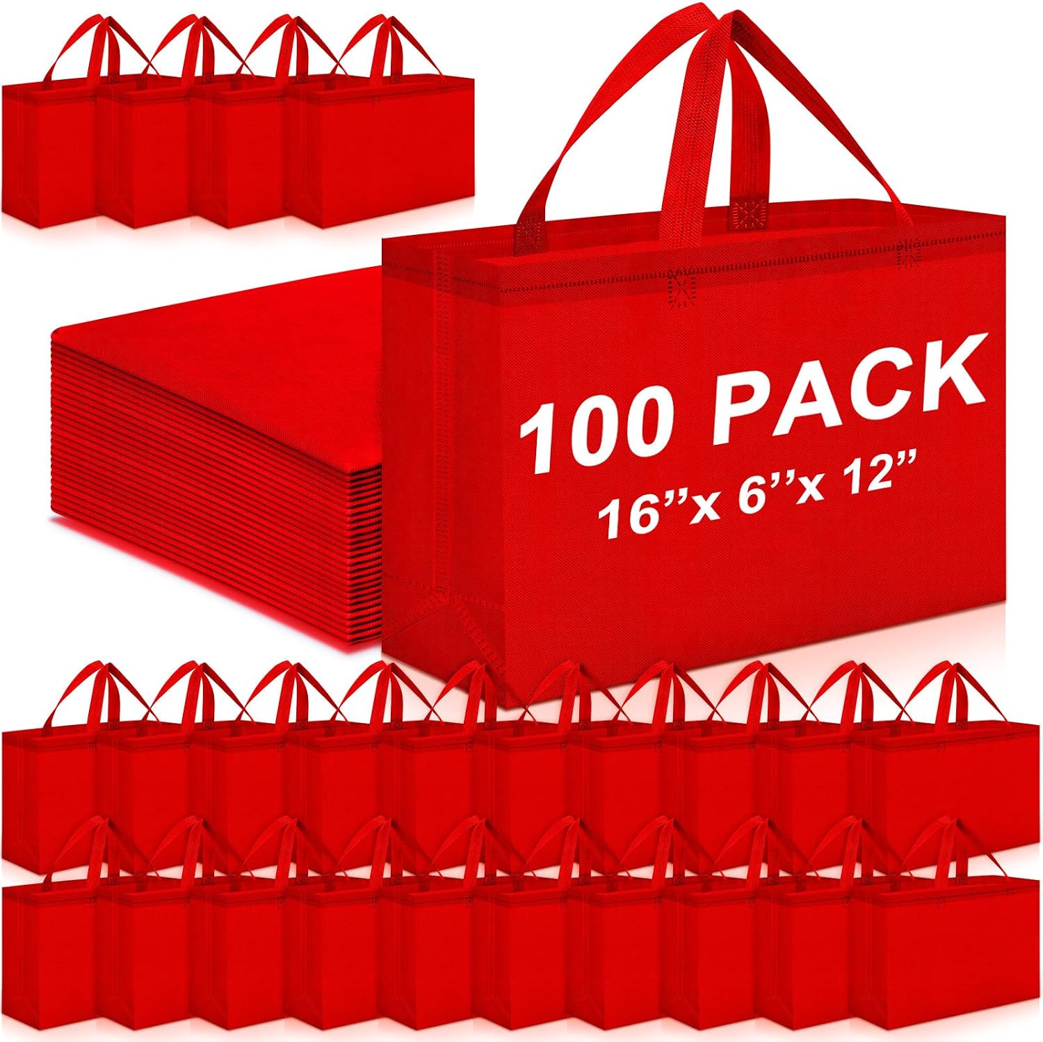 Foldable Non-Woven Grocery Tote, 16 x 6 x 12 Inch