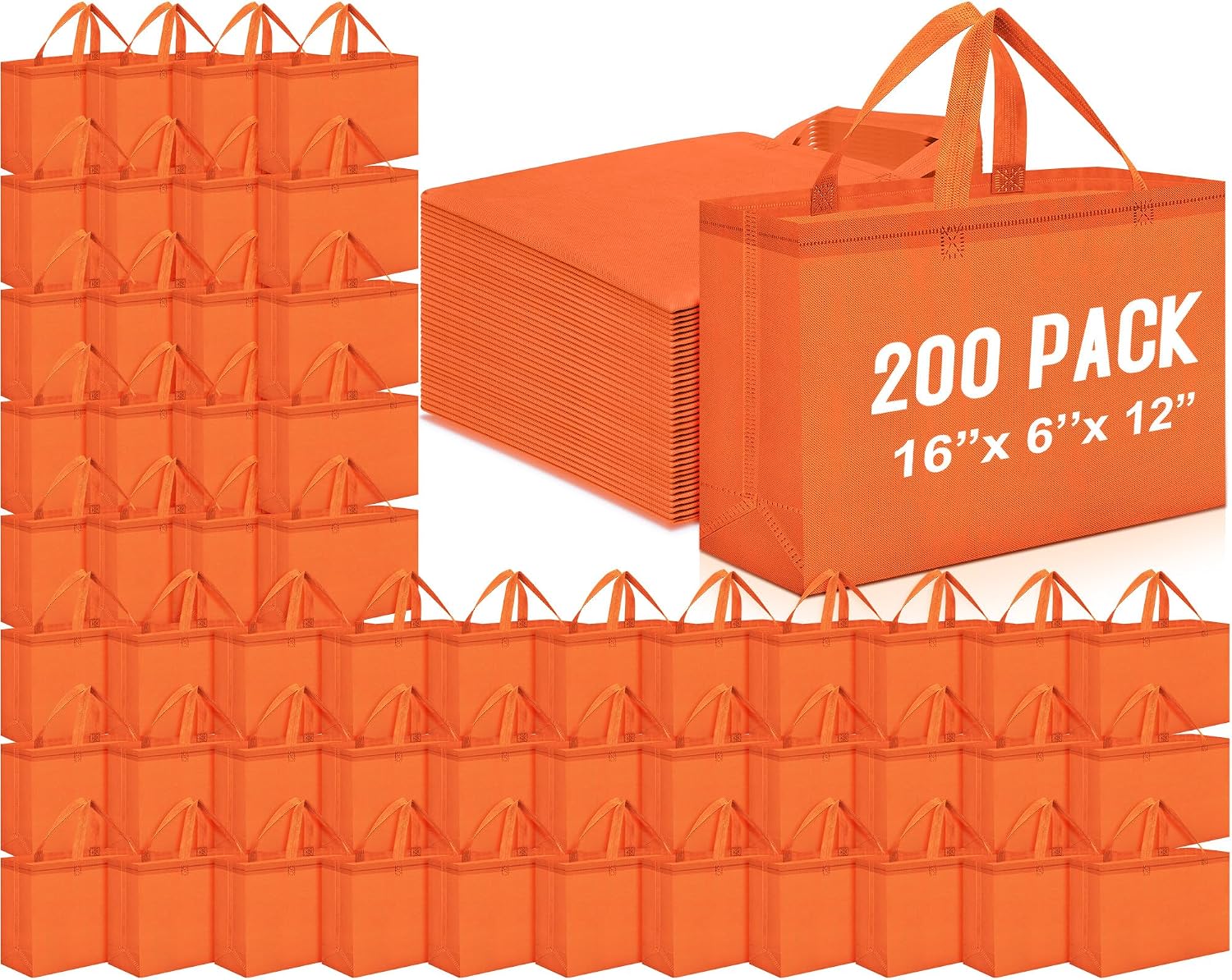 Foldable Non-Woven Grocery Tote, 16 x 6 x 12 Inch