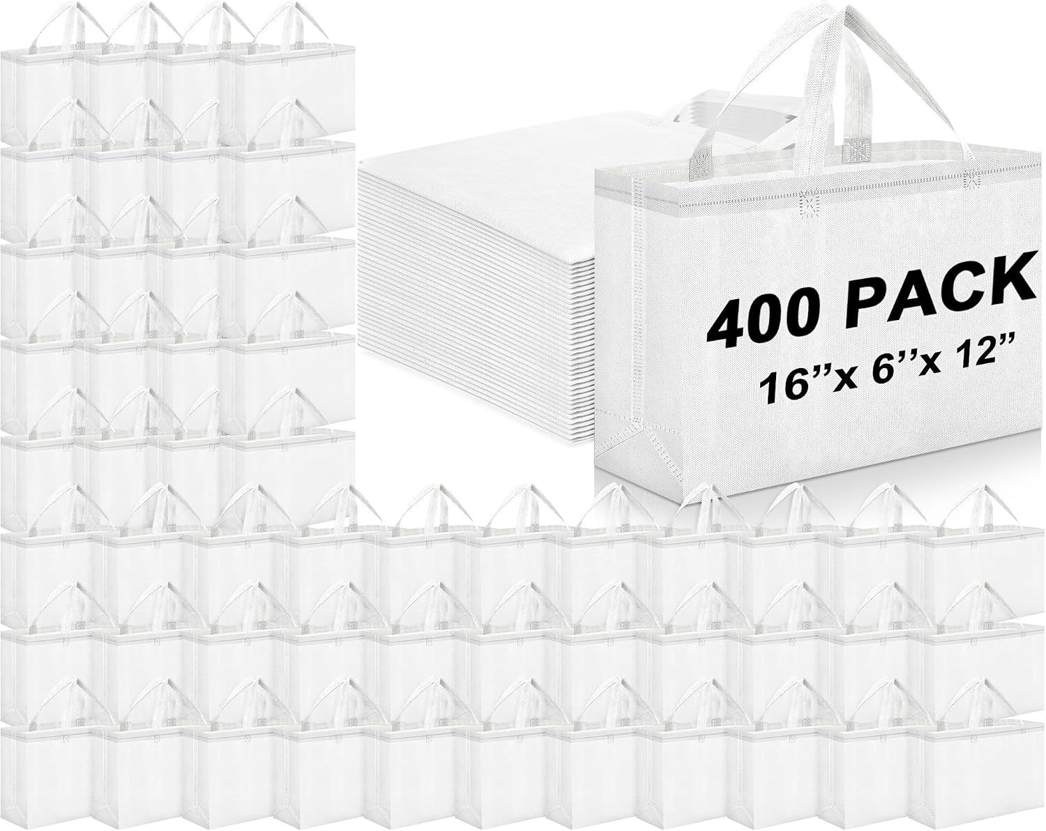 Foldable Non-Woven Grocery Tote, 16 x 6 x 12 Inch