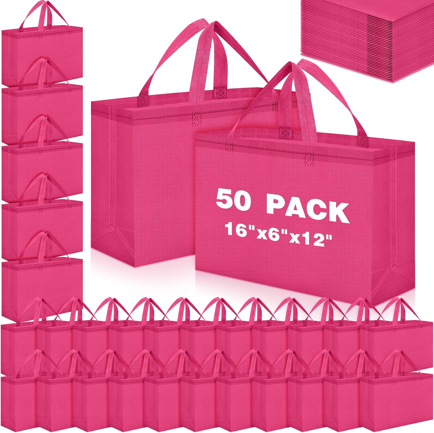 Foldable Non-Woven Grocery Tote, 16 x 6 x 12 Inch