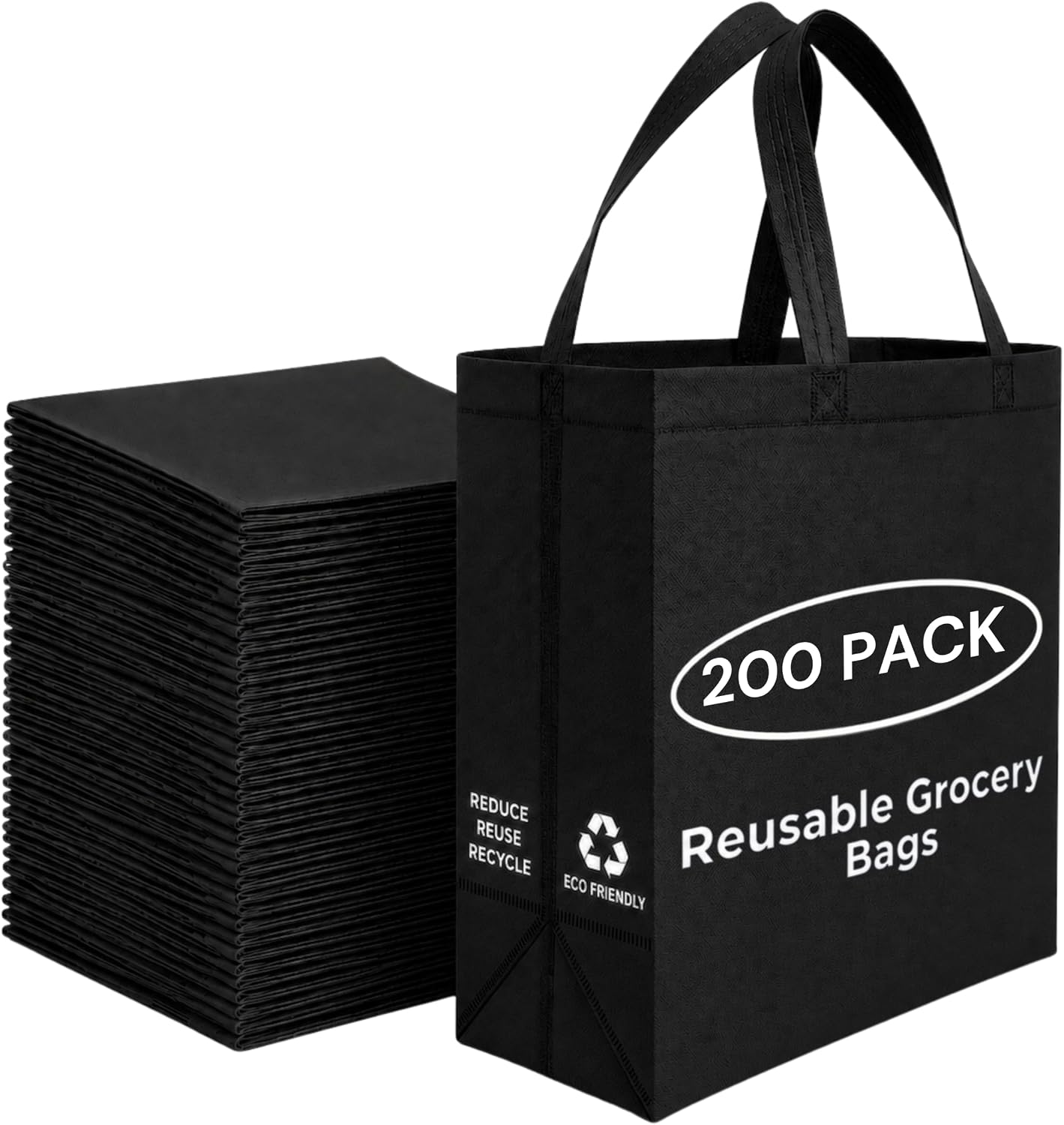 Heavy-Duty Non-Woven Shopping Totes in Cream, 50 Pack