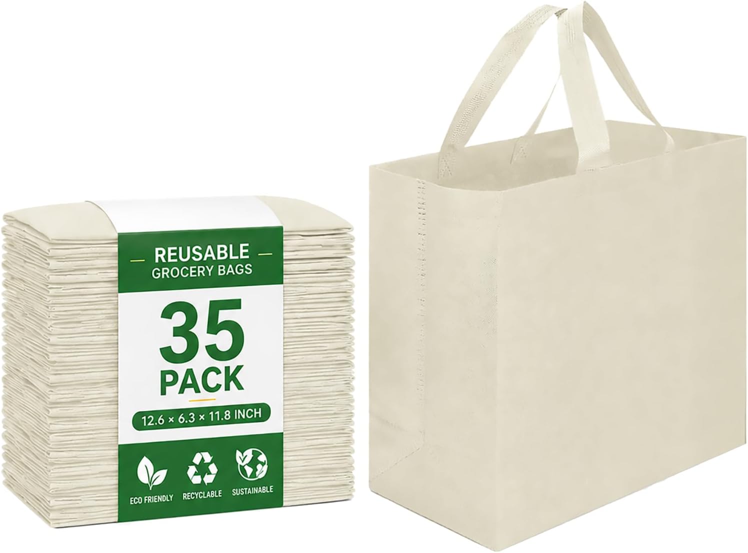 Non-Woven Grocery Totes, 12.6 x 6.3 x 11.8 Inch
