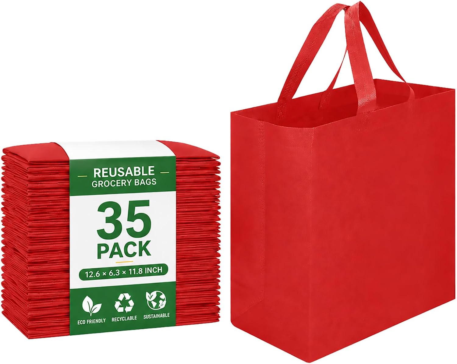 Non-Woven Grocery Totes, 12.6 x 6.3 x 11.8 Inch