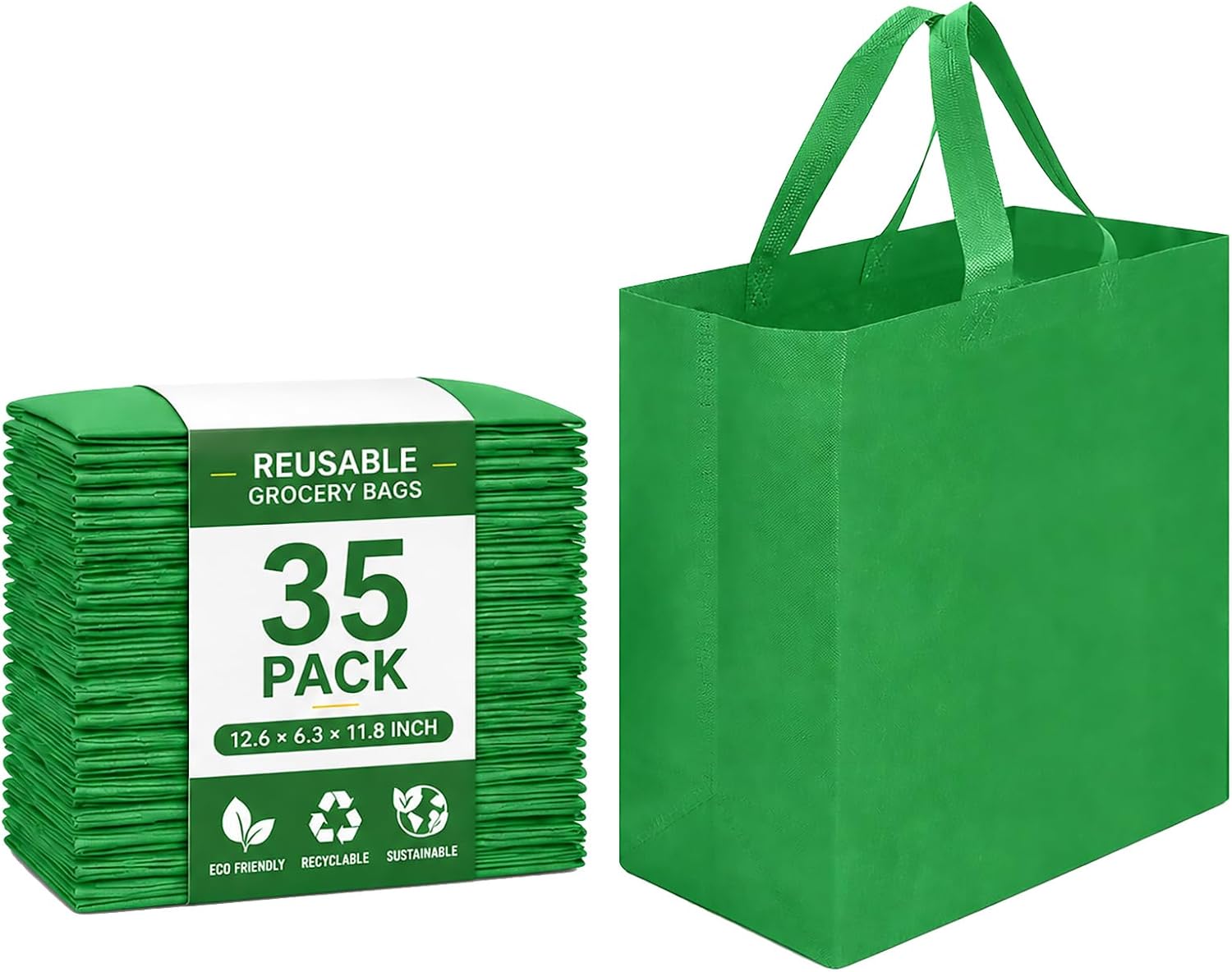 Non-Woven Grocery Totes, 12.6 x 6.3 x 11.8 Inch