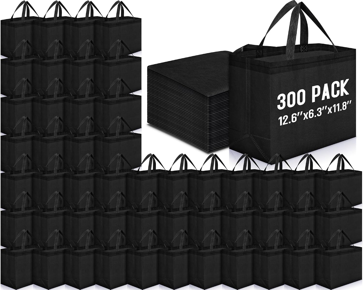 Non-Woven Grocery Totes in Bulk, 12.6 x 11.8 x 6.3 Inch