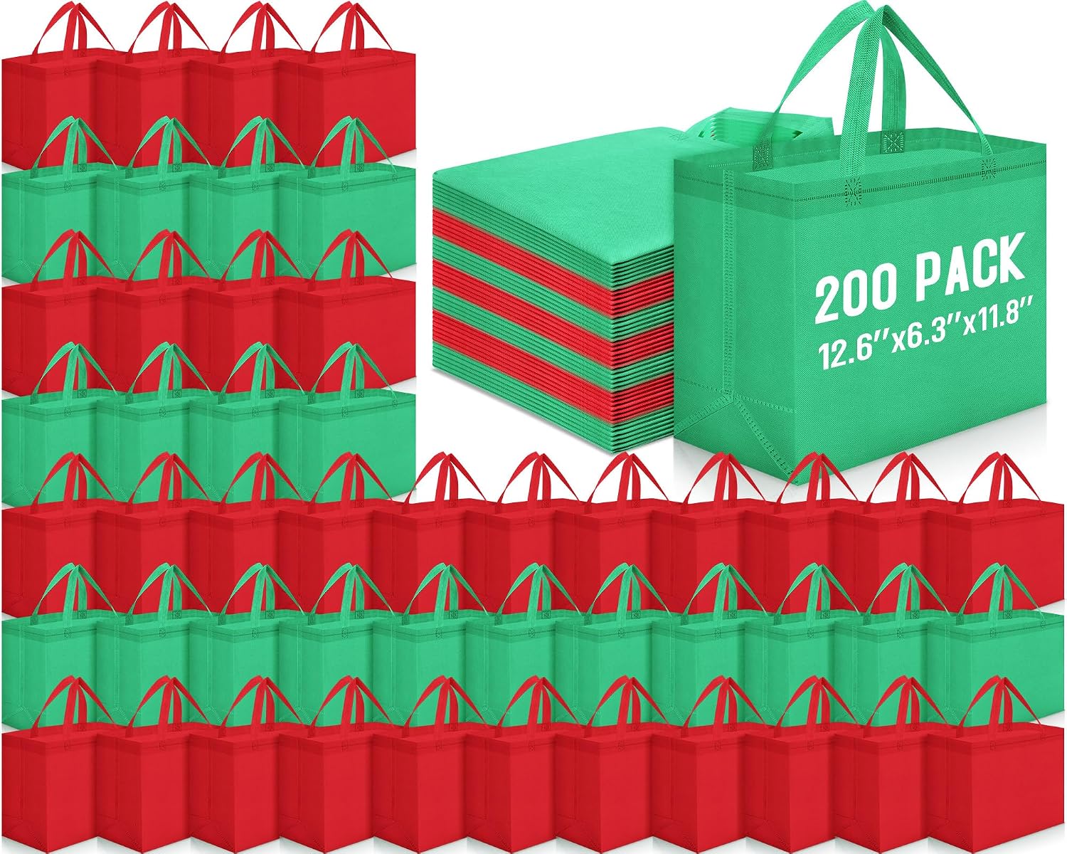 Non-Woven Grocery Totes in Bulk, 12.6 x 11.8 x 6.3 Inch