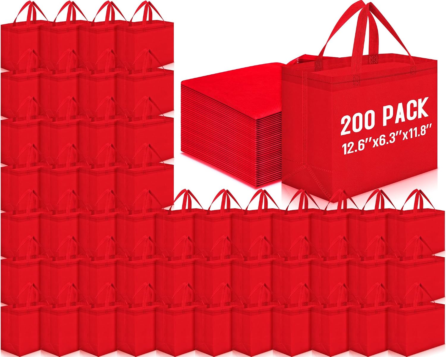 Non-Woven Grocery Totes in Bulk, 12.6 x 11.8 x 6.3 Inch