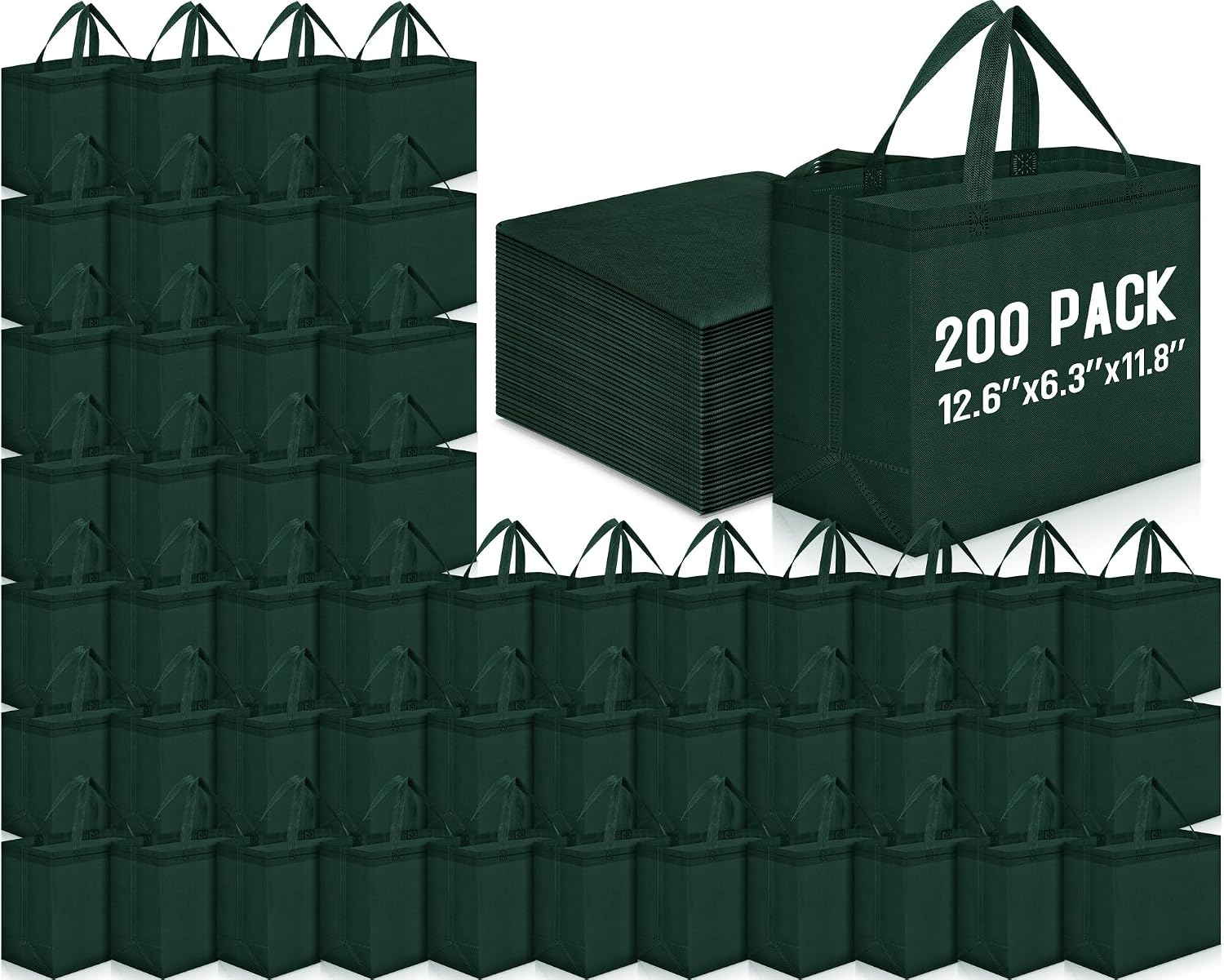Non-Woven Grocery Totes in Bulk, 12.6 x 11.8 x 6.3 Inch