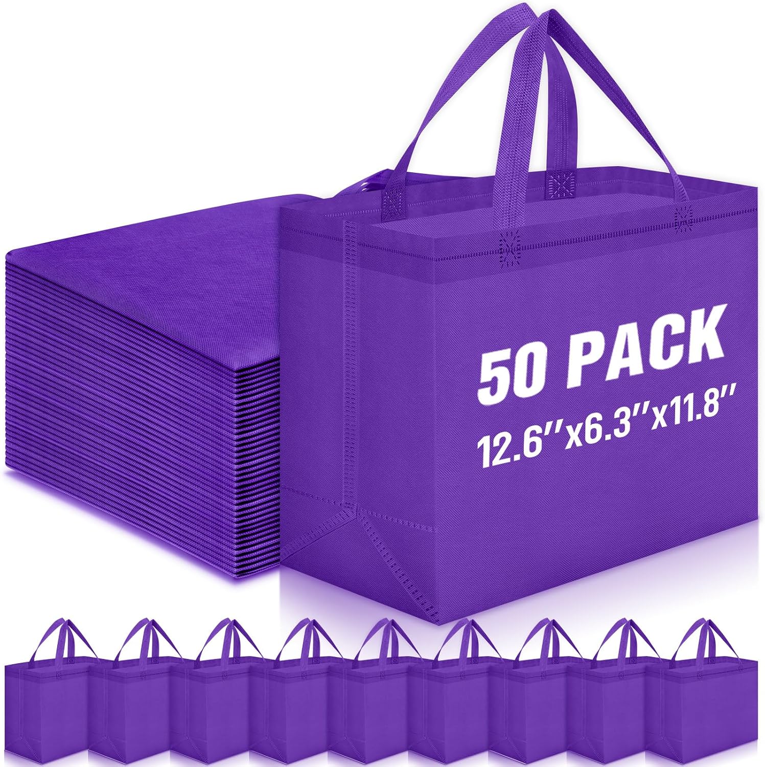Non-Woven Grocery Totes in Bulk, 12.6 x 11.8 x 6.3 Inch