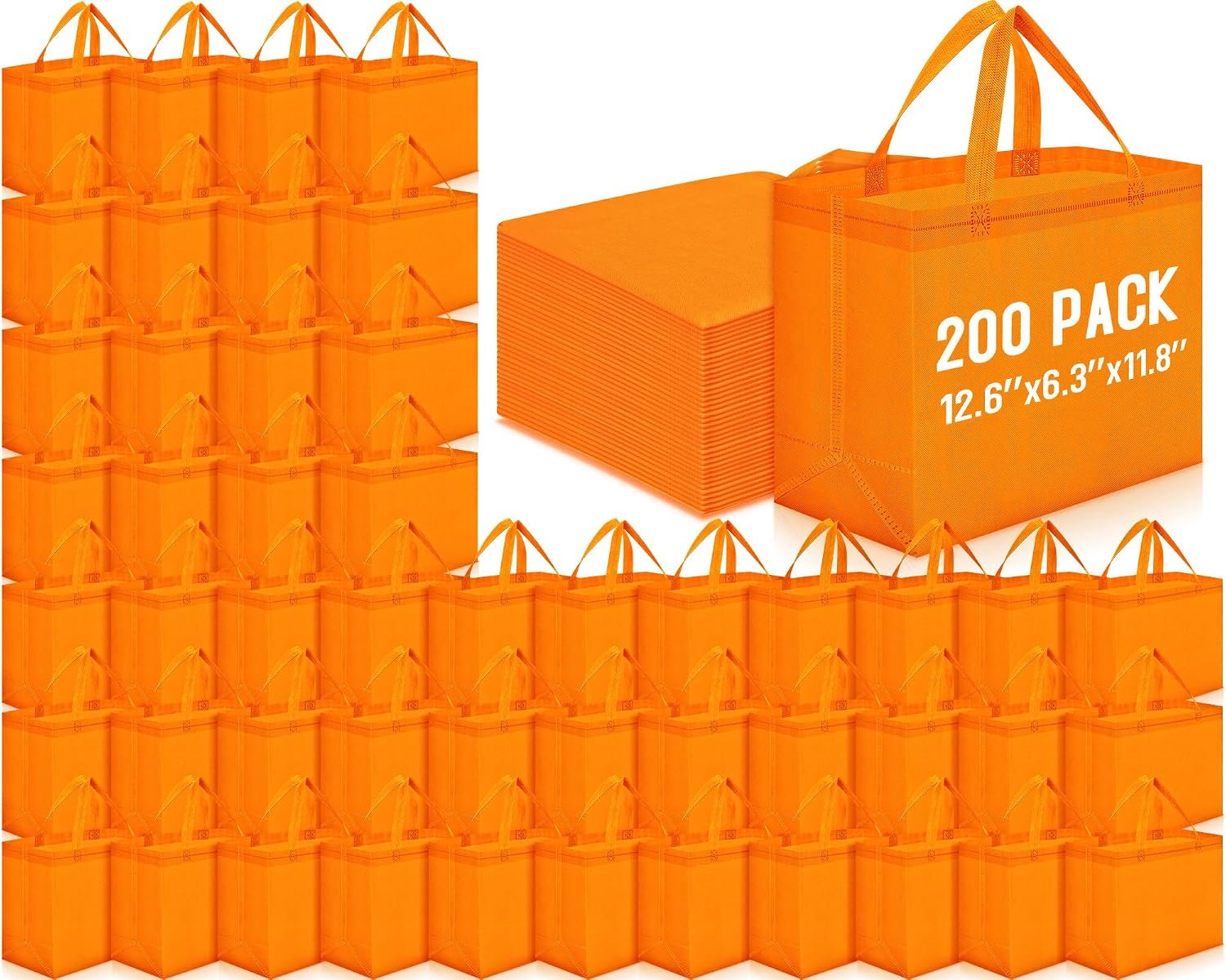 Non-Woven Grocery Totes in Bulk, 12.6 x 11.8 x 6.3 Inch