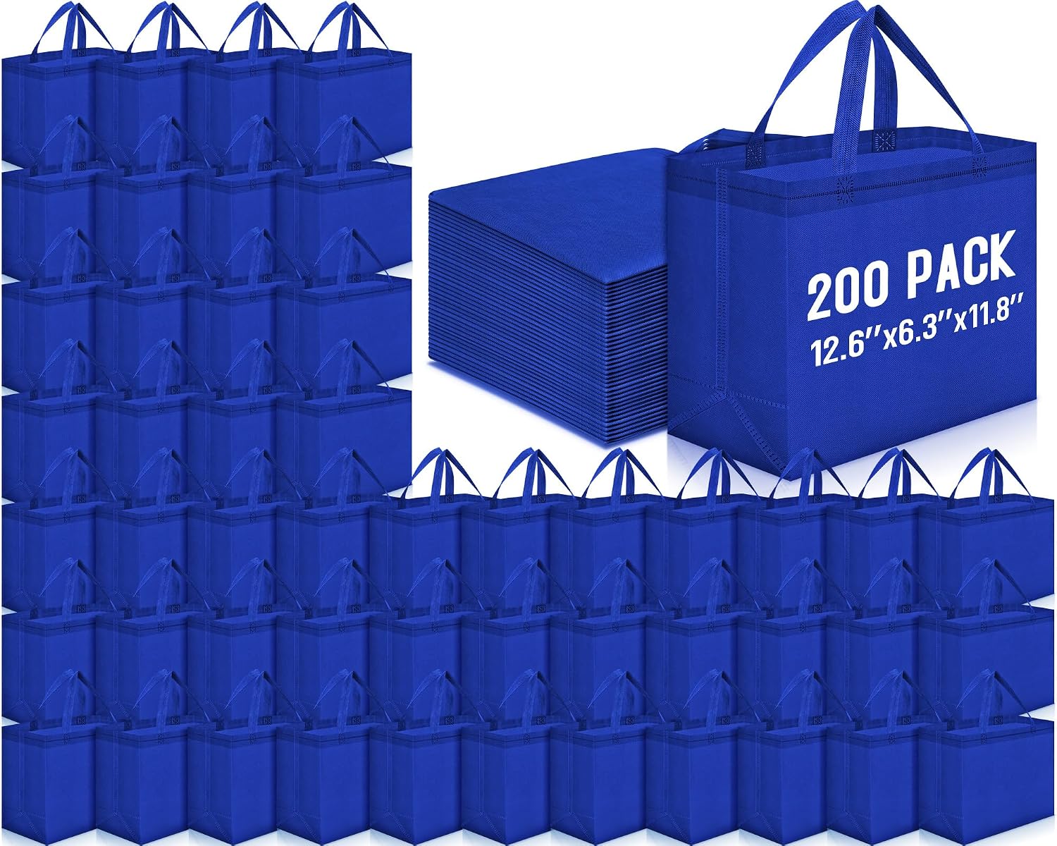 Non-Woven Grocery Totes in Bulk, 12.6 x 11.8 x 6.3 Inch