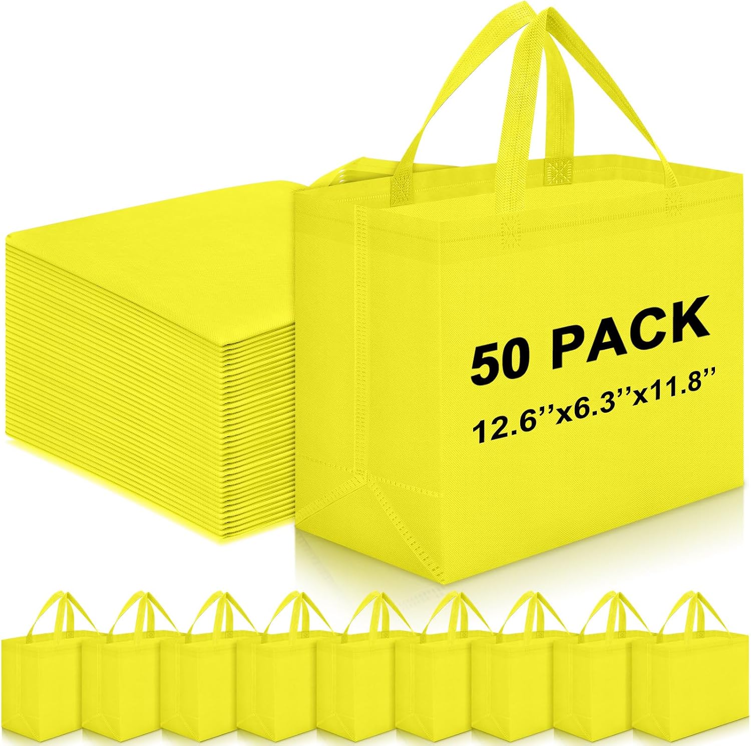 Non-Woven Grocery Totes in Bulk, 12.6 x 11.8 x 6.3 Inch