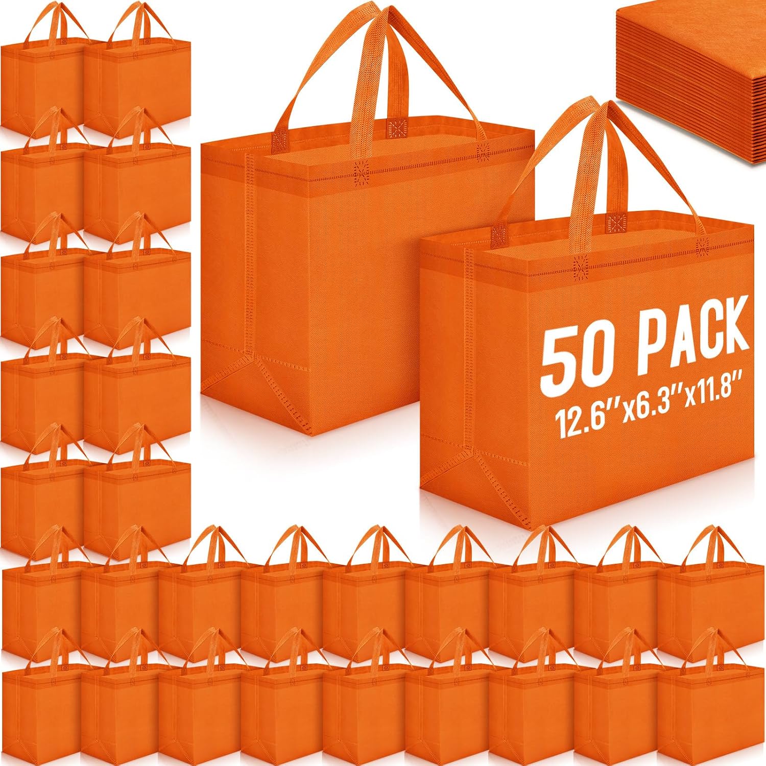 Non-Woven Grocery Totes in Bulk, 12.6 x 11.8 x 6.3 Inch