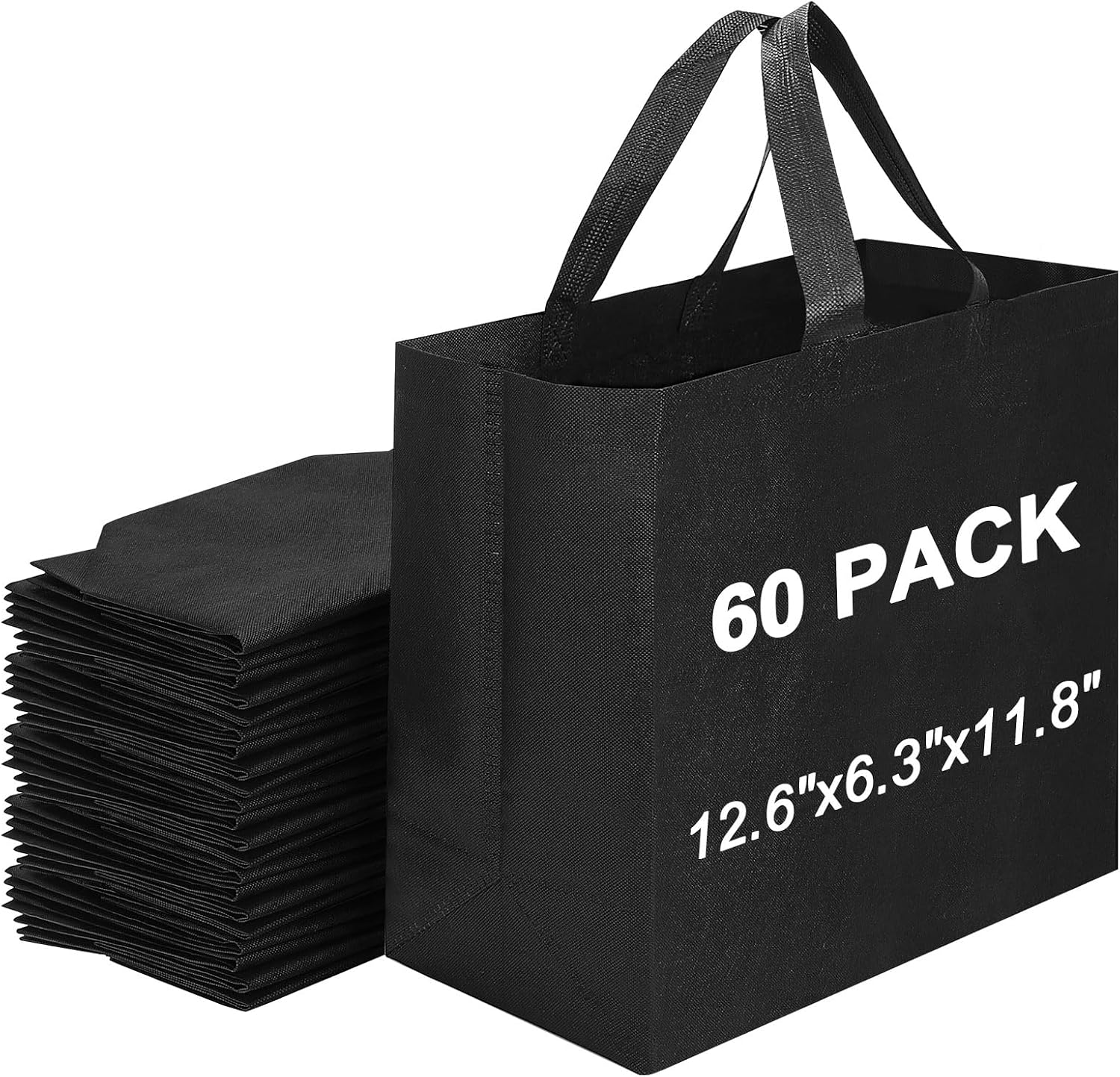 60-pack Black Non-woven Totes