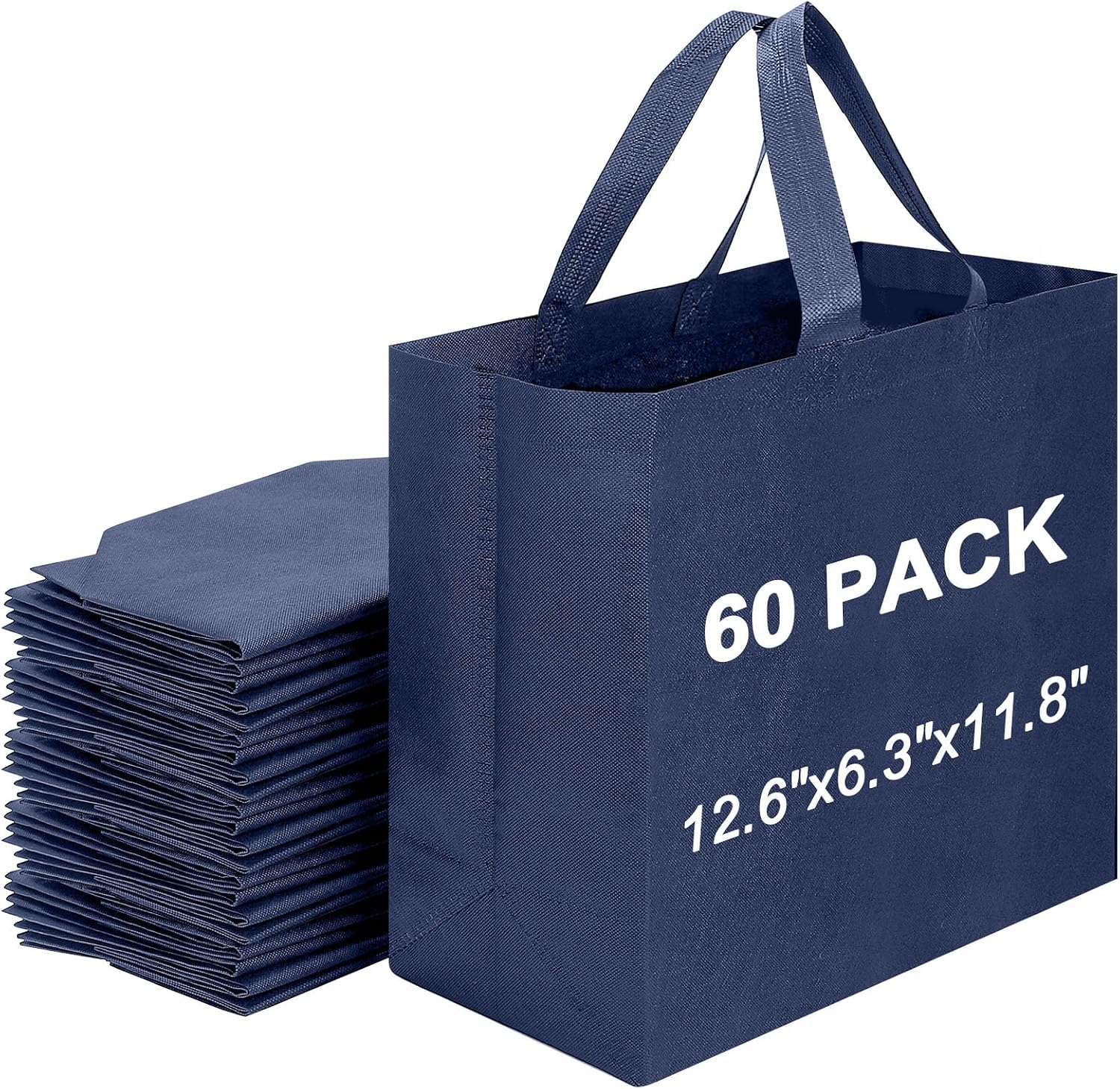 Non-Woven Grocery Totes with Reinforced Handles, 12.6 x 6.3 x 11.8 in