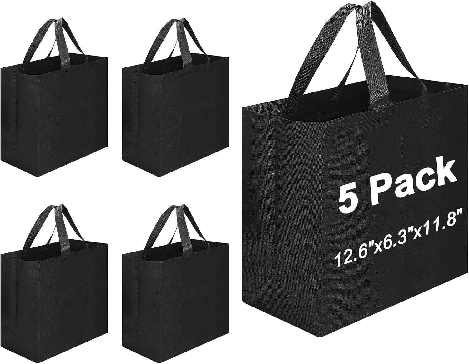 Non-Woven Grocery Totes with Reinforced Handles, 12.6 x 6.3 x 11.8 in