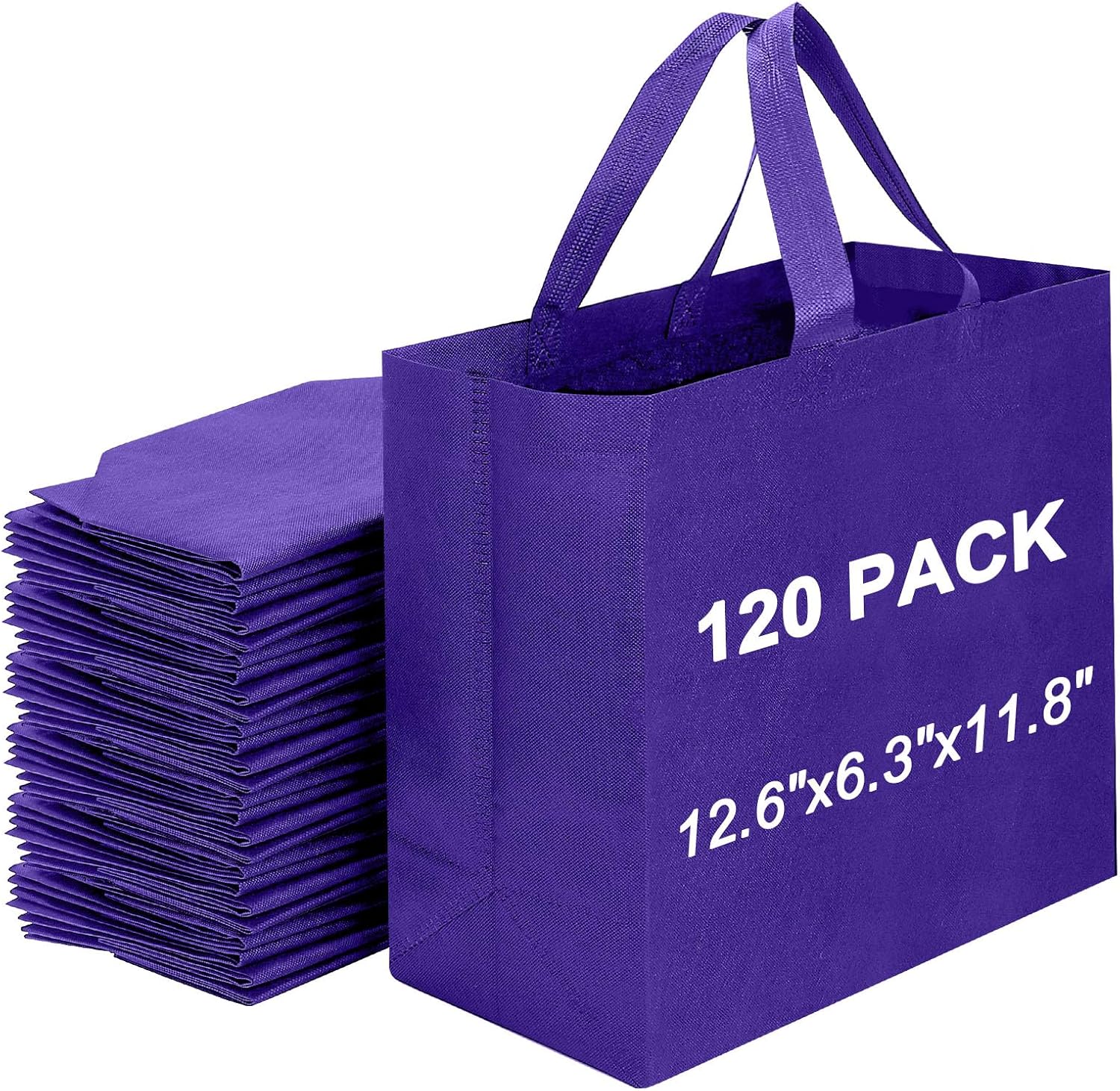 Non-Woven Grocery Totes with Reinforced Handles, 12.6 x 6.3 x 11.8 in