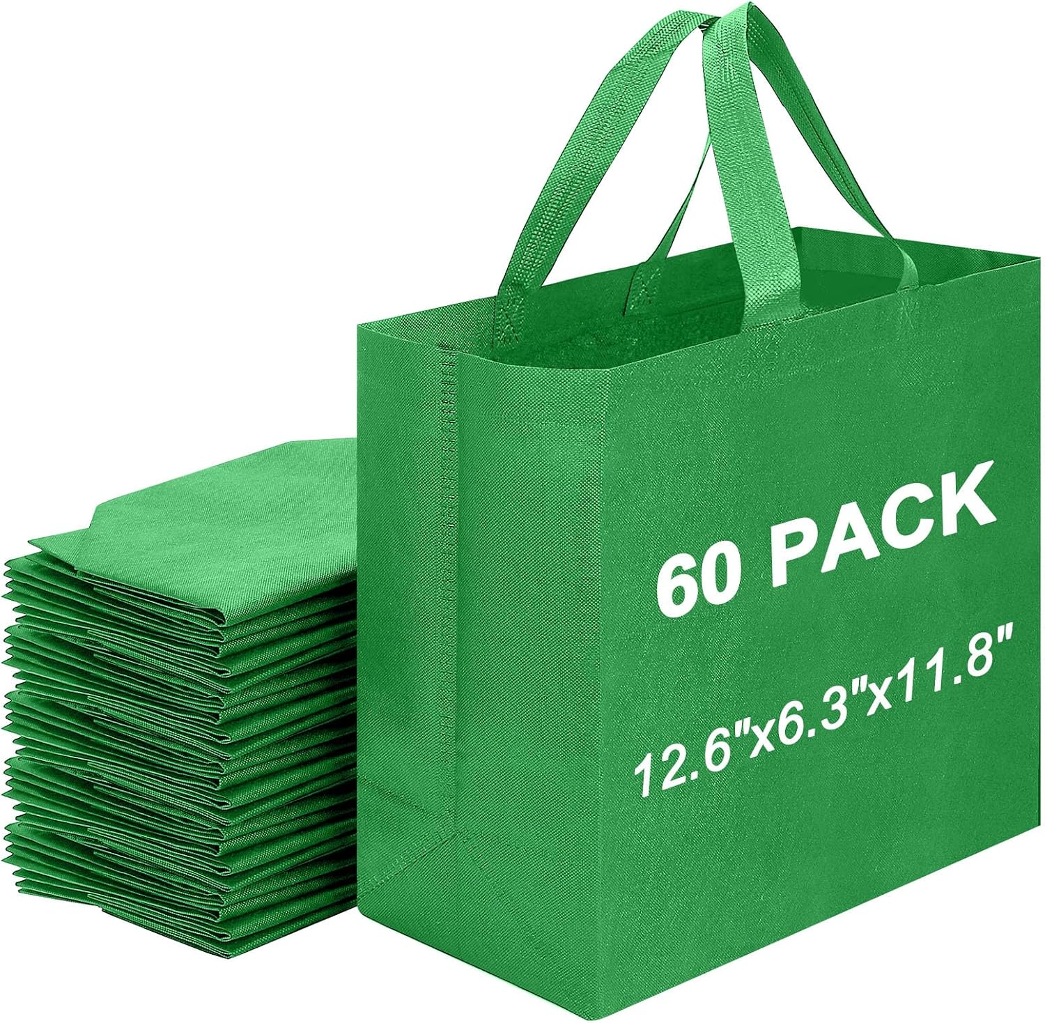 Non-Woven Grocery Totes with Reinforced Handles, 12.6 x 6.3 x 11.8 in