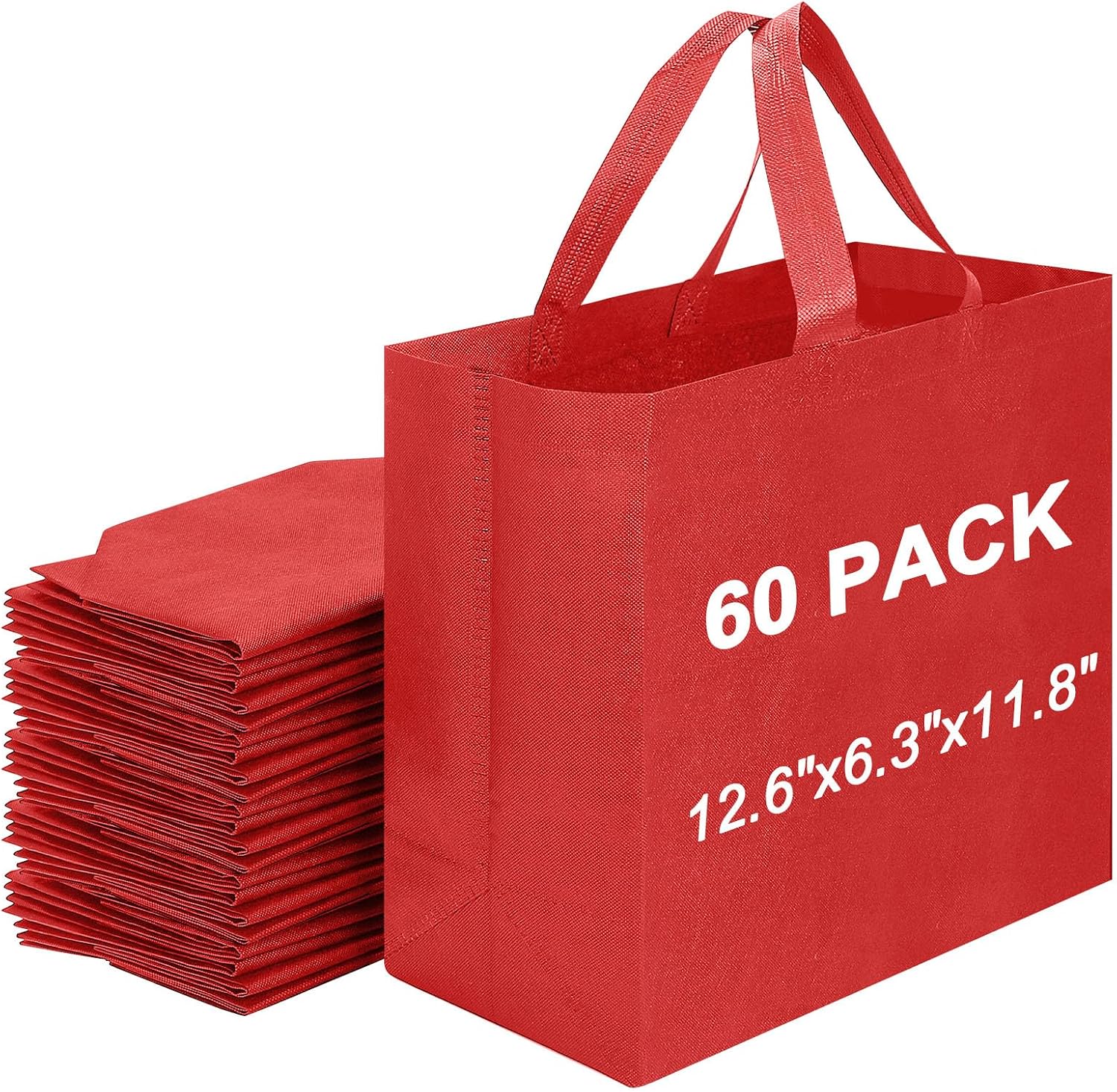 Non-Woven Grocery Totes with Reinforced Handles, 12.6 x 6.3 x 11.8 in