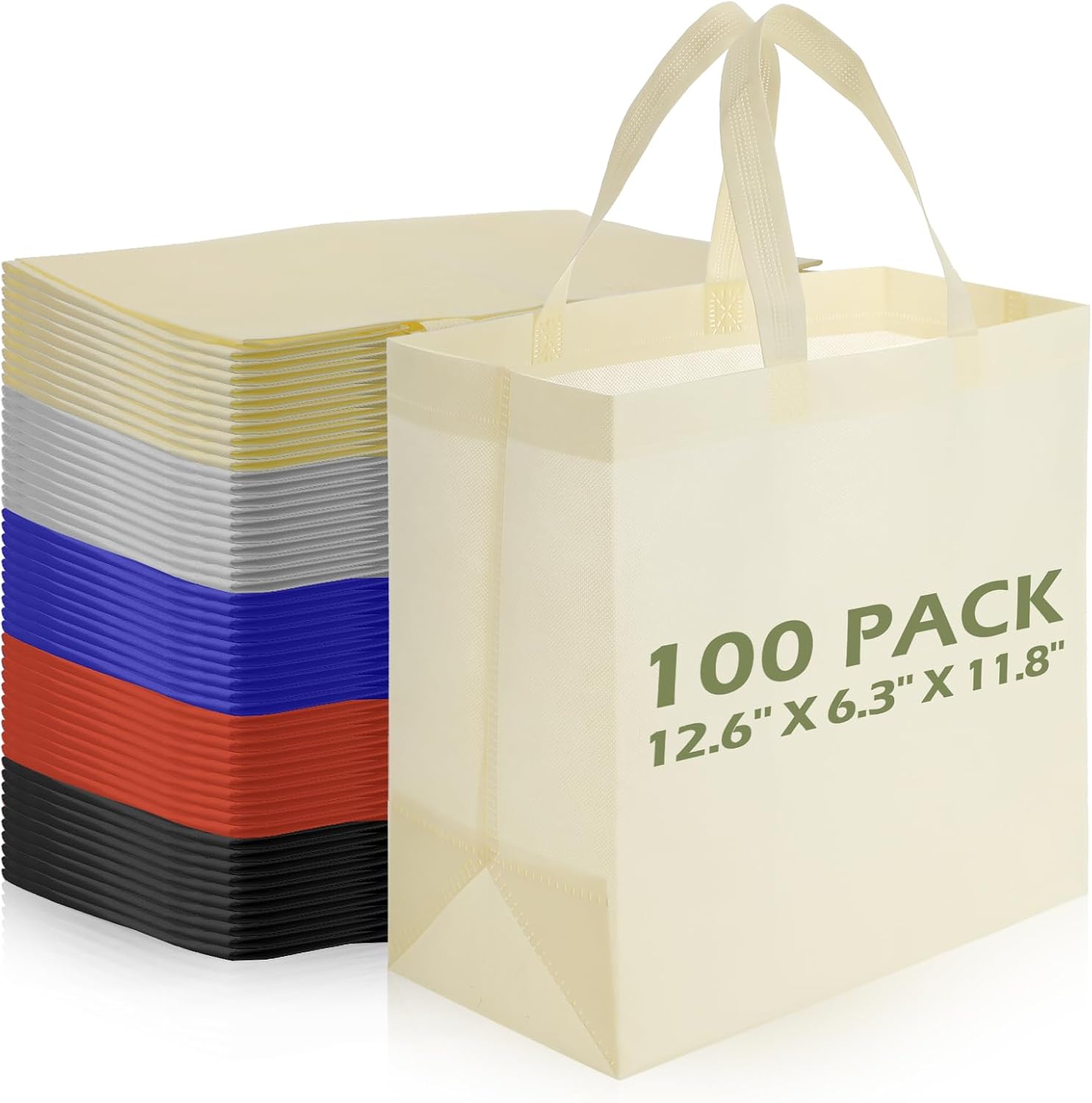 Non-Woven Shopping Totes in Black, 100 Pieces
