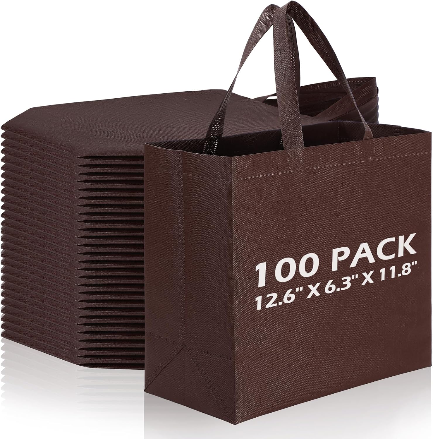 Brown Non-woven Tote Bags - 100-Pack