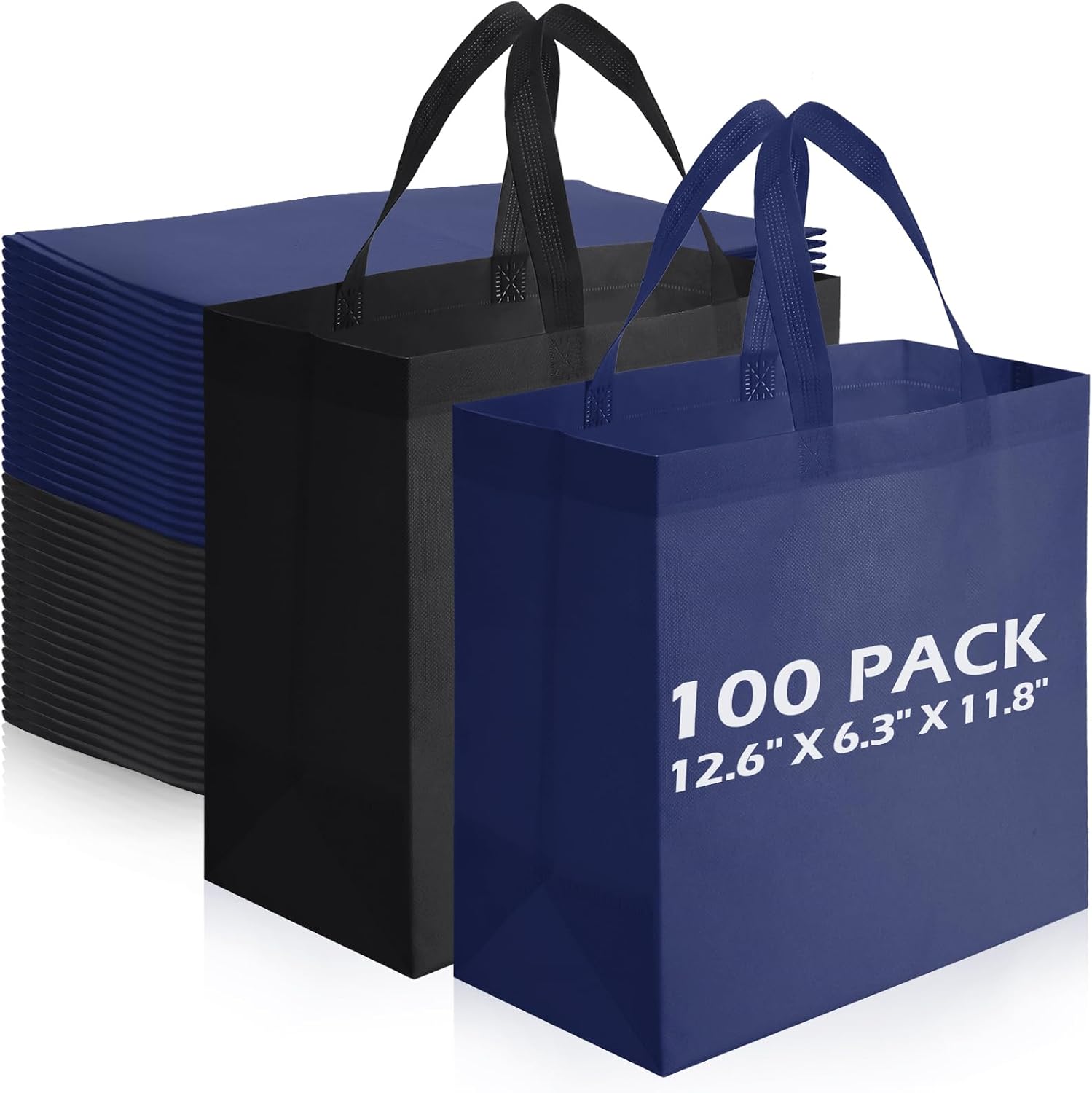 Non-Woven Shopping Totes in Navy Blue, 100 Pieces