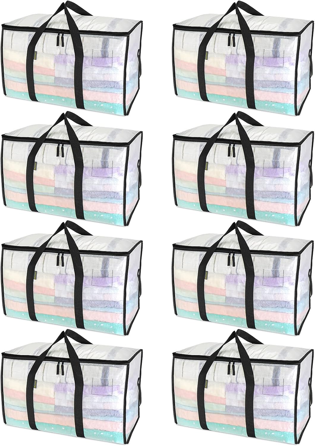 Oversized Clear Storage Bags - 8-Pack with Handles