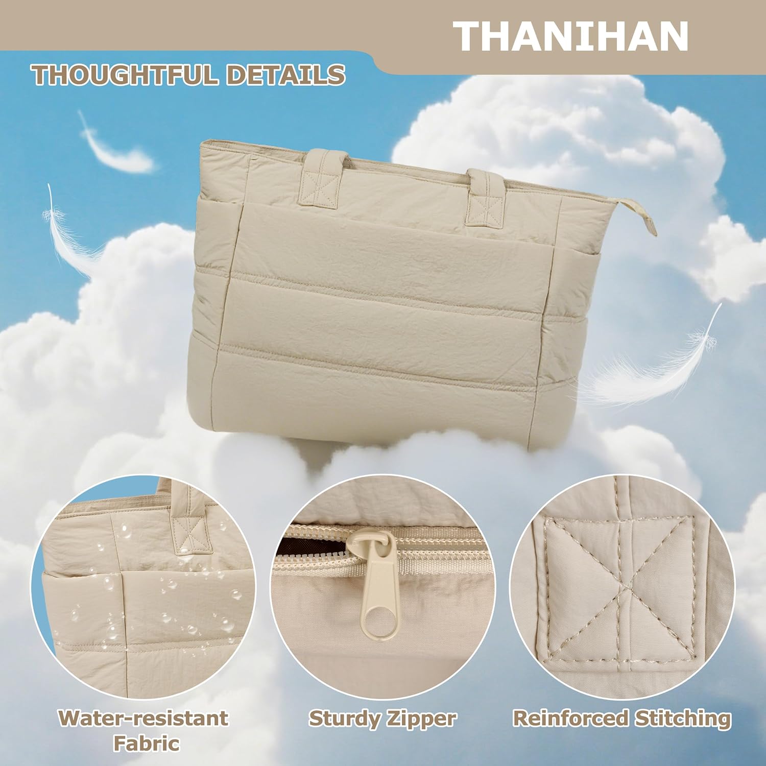 Puffer Tote Bag for Work, Travel and the Gym