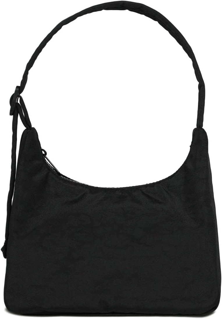 Quilted Nylon Shoulder Bag with Interior Zip Pocket