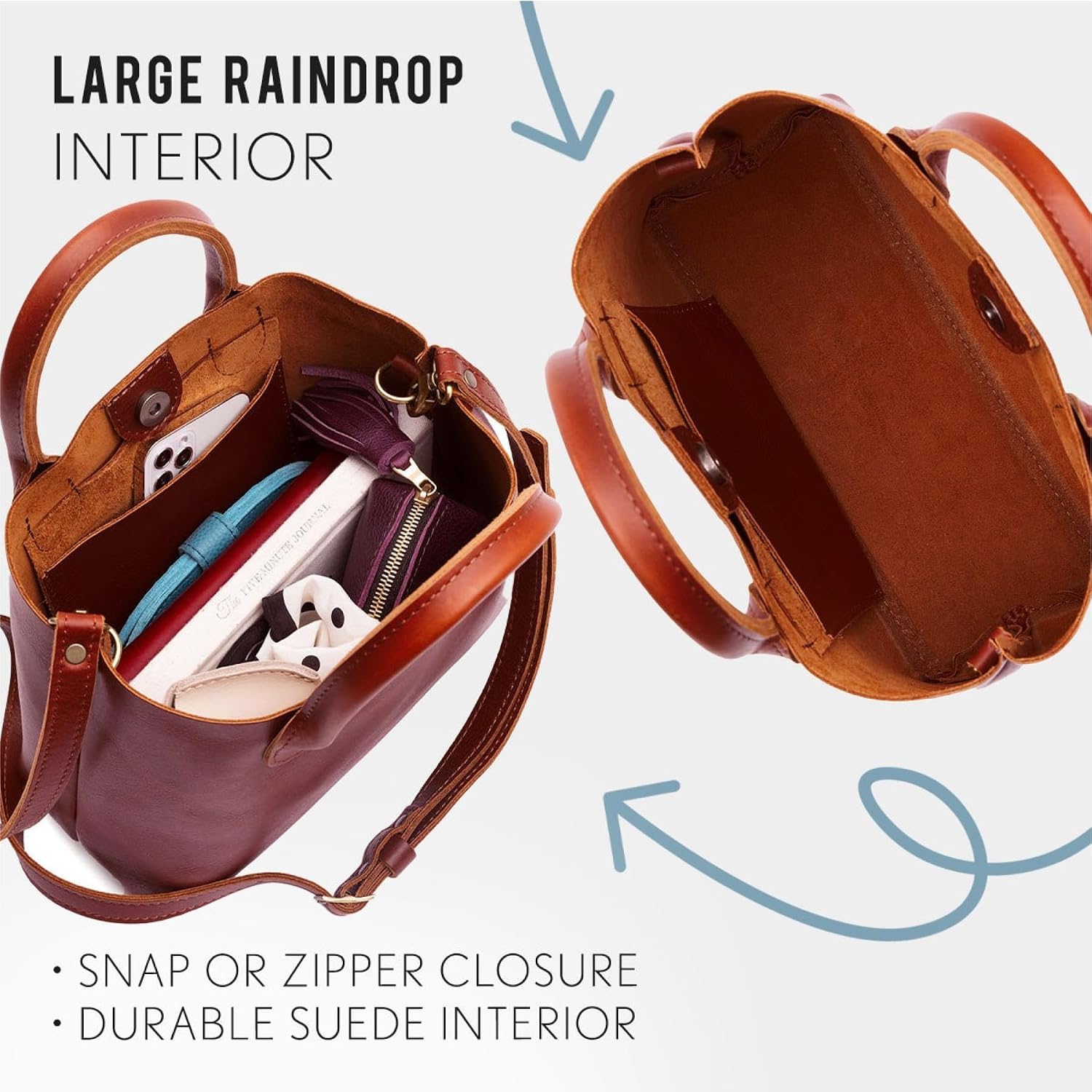 Raindrop Leather Crossbody Bag with Top Handles