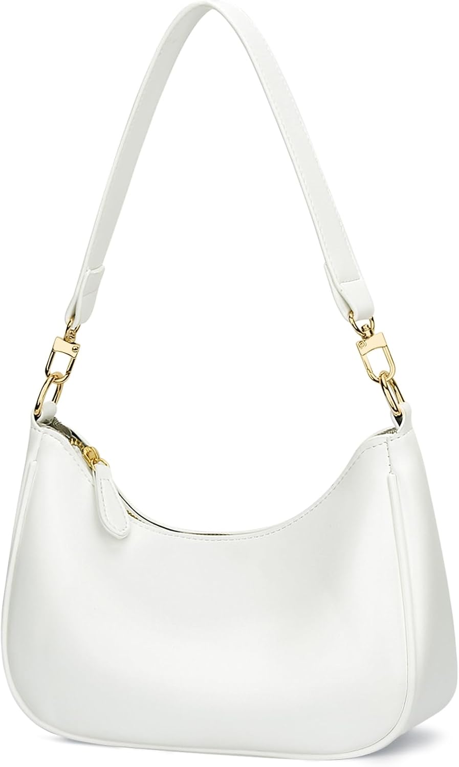 White Retro Underarm Hobo Bag