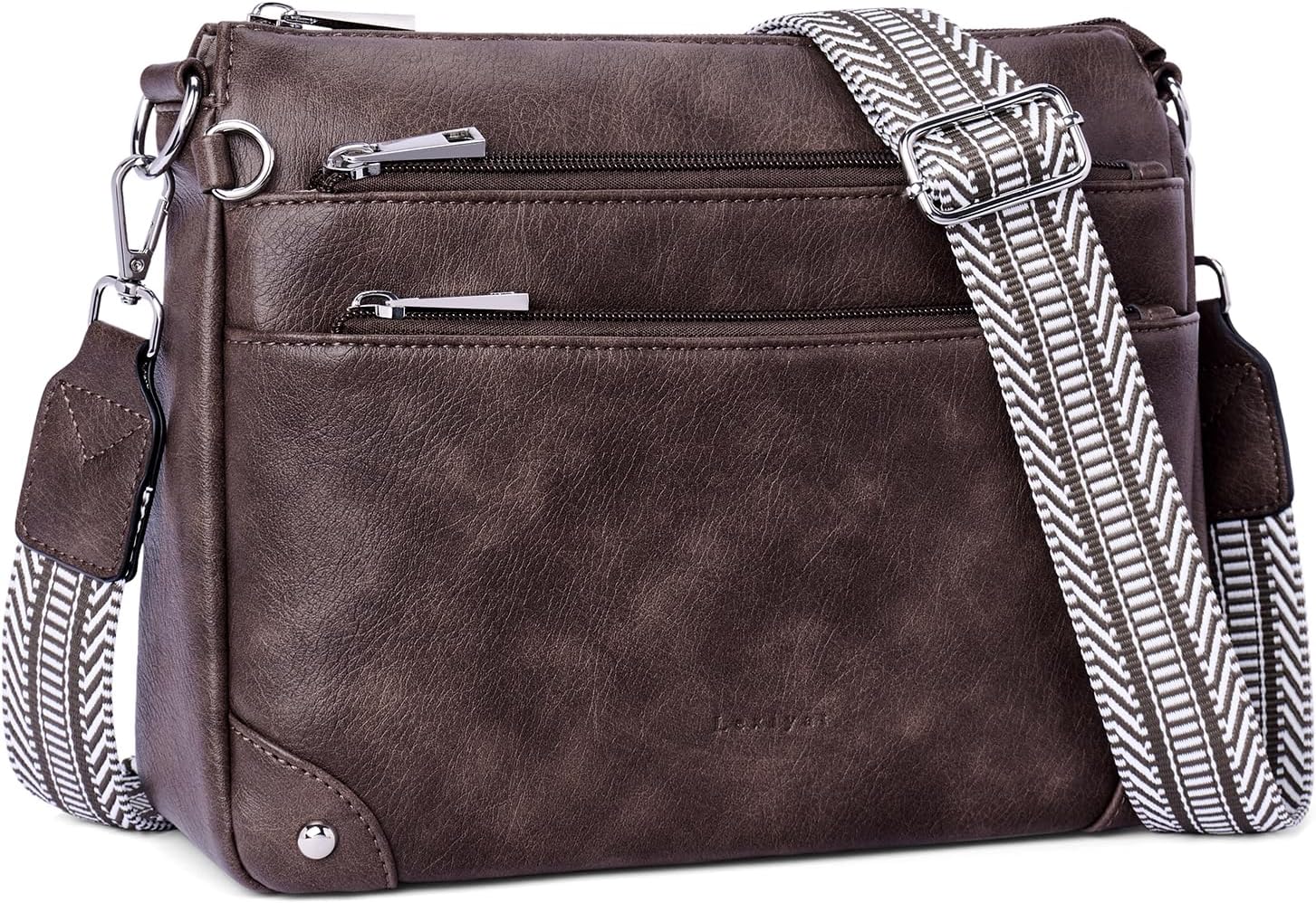 RFID Travel Crossbody Bag in Leather with Adjustable Strap
