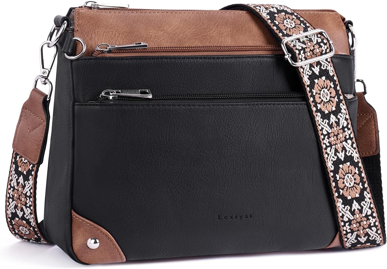 RFID Travel Crossbody Bag in Leather with Adjustable Strap