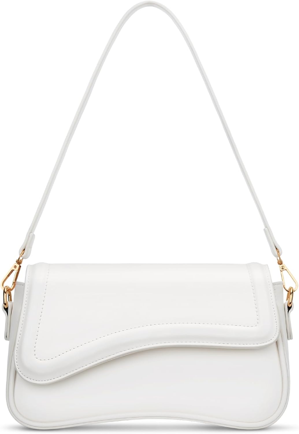 White Hobo Shoulder Bag with Detachable Straps